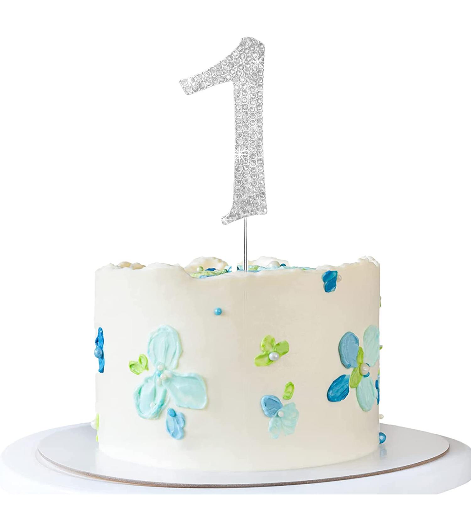 Buy Silver Rhinestone Happy Birthday Cake Topper | Perfect Cake Decoration for Celebrations - International Shipping - Buy Online on GoSupps.com