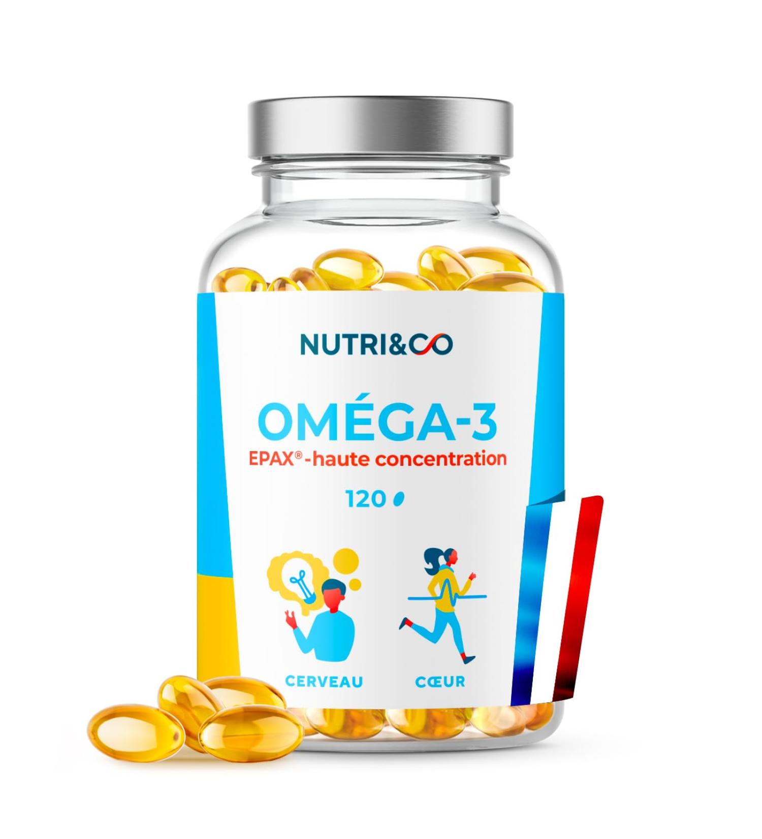 NUTRI & CO Omega 3 EPAX Wild Fish Oil High Concentration EPA DHA & Vitamin E - Sustainable Peach & Pure Fish Oil 120 Anti-Oxidation Capsules Made in France - Buy Online on GoSupps.com