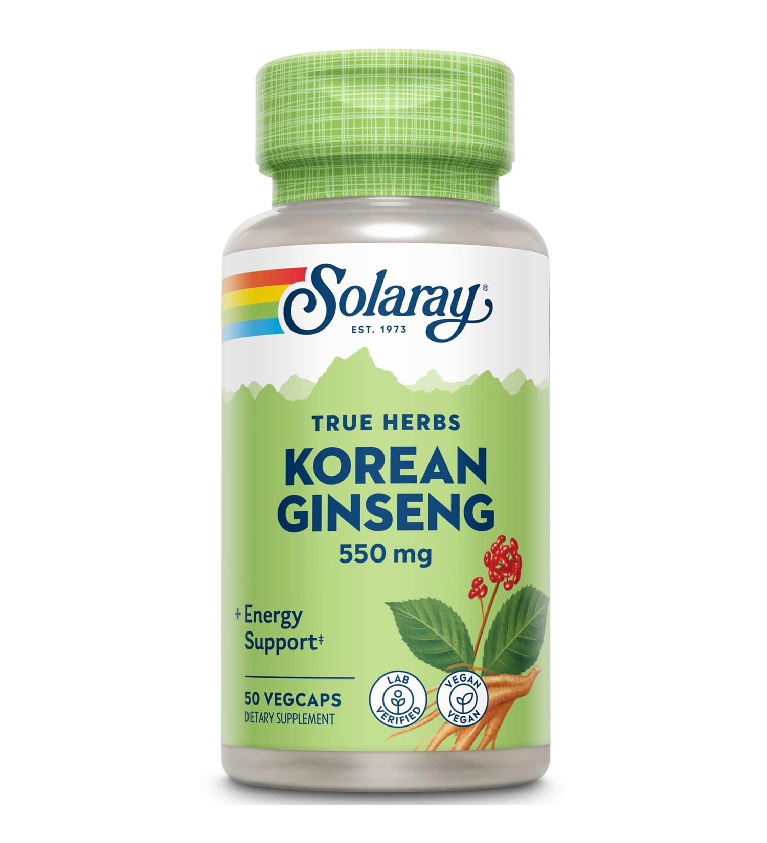 SOLARAY Korean Ginseng 550mg VegCaps - Stress Energy & Endurance Support - Buy Online on GoSupps.com