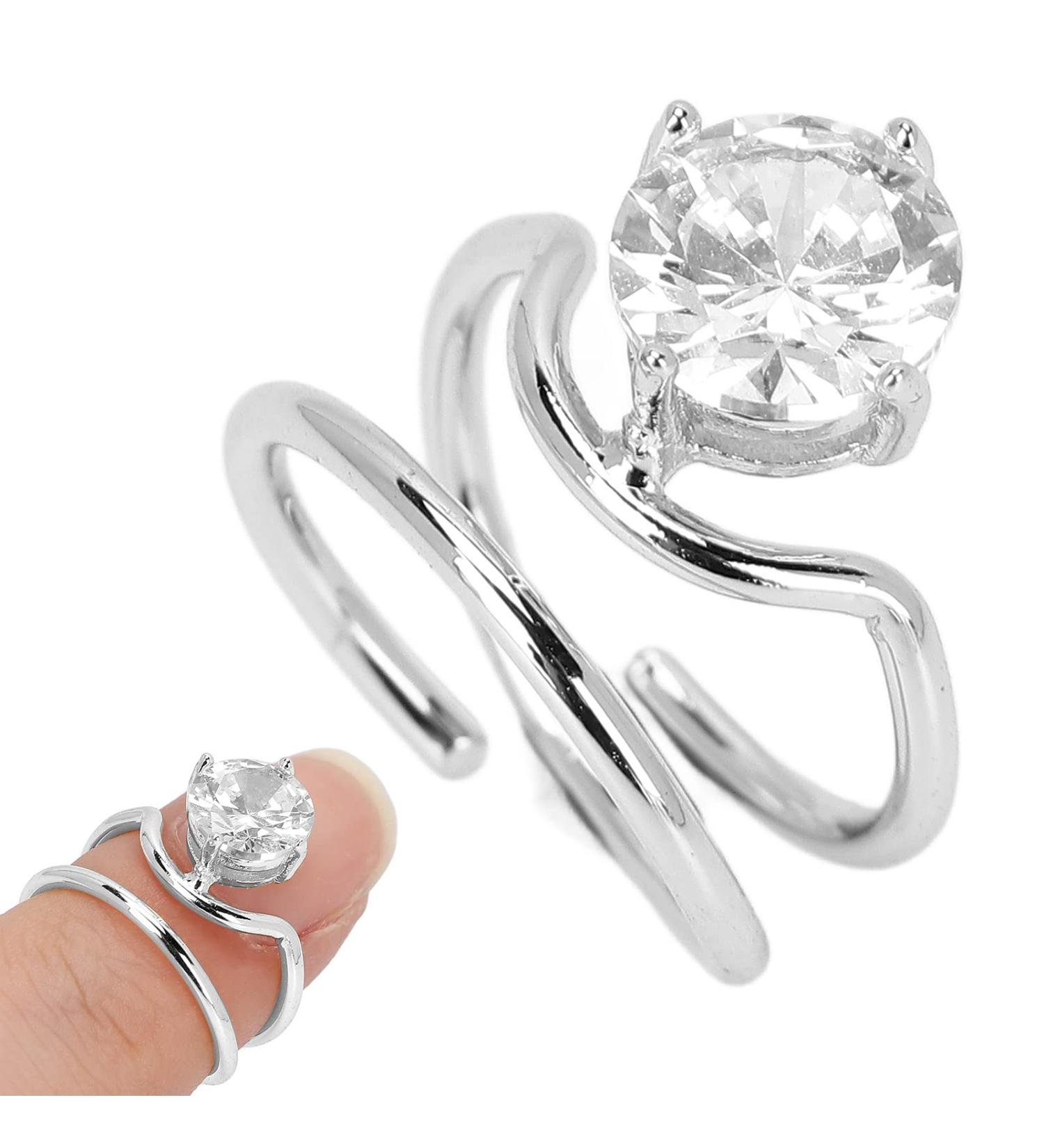 Rhinestone Fingernail Ring - Adjustable Finger Tip Nail Art Charm for Women/Girls - Silver 3053 - Buy Online on GoSupps.com