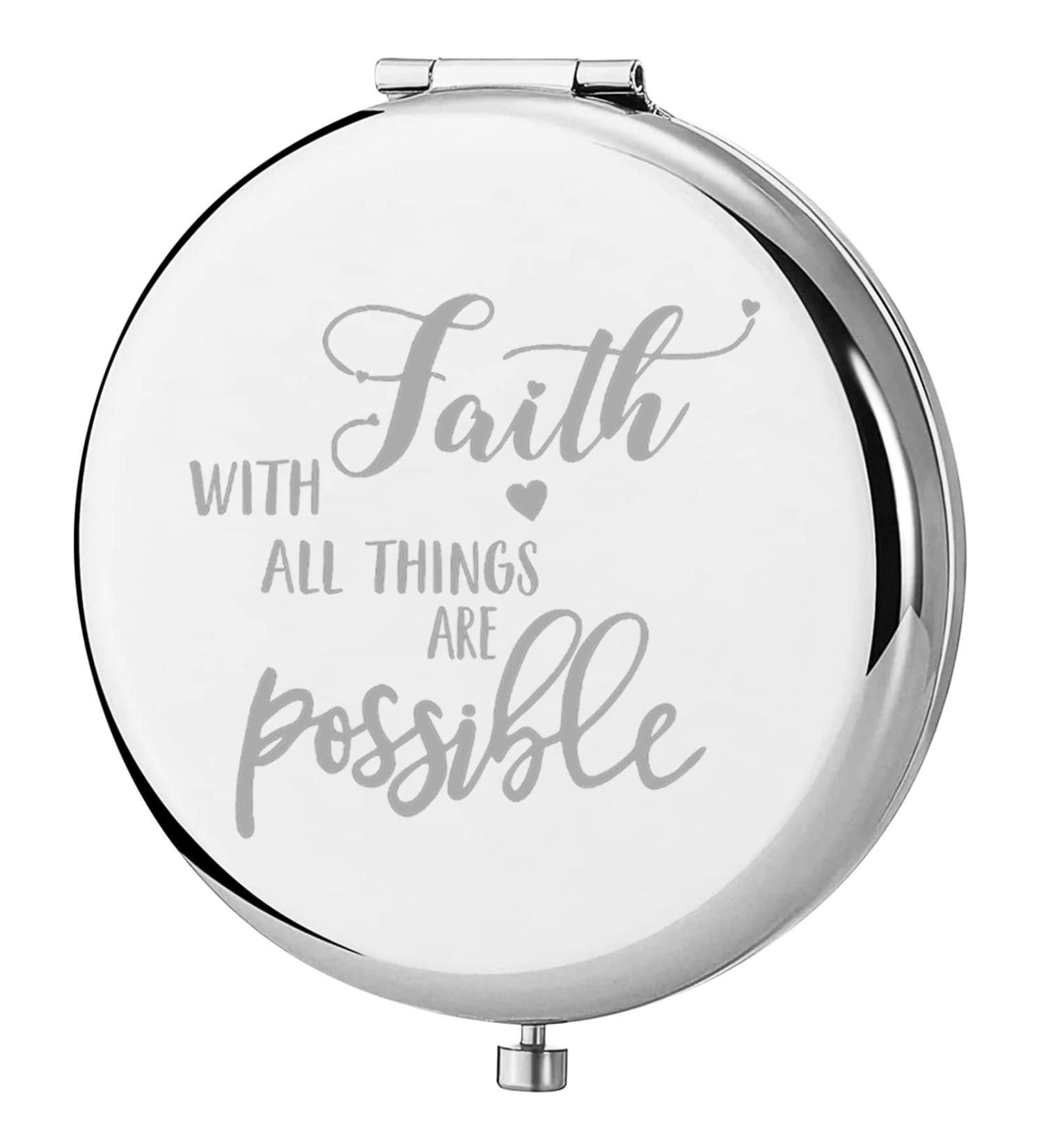 Enchanting Faith Mirror: All Things are Possible Religious Gift - Inspirational Christian Mirror - Buy Online on GoSupps.com