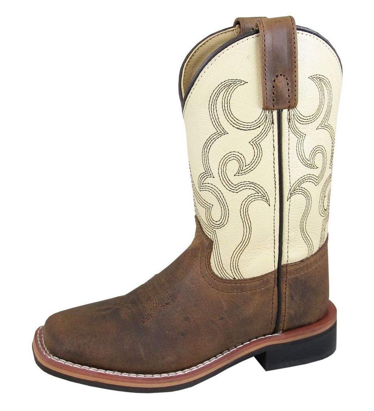 Smoky Mountain Boots | Scout Panther Series | Youth Western Boot | Square Toe |Genuine Leather Material | Rubber Sole & Walking Heel | Man-Made Lining & Leather Upper Brown/Cream 1.5 Little Kid
