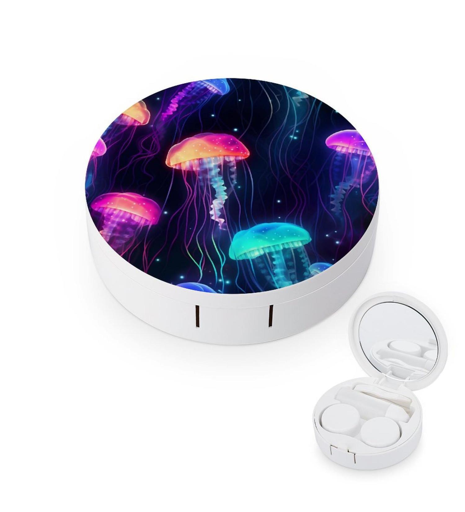 Portable Jellyfish Contact Lens Case with Mirror - Cute Travel Kit for Eye Contacts - Buy Online on GoSupps.com