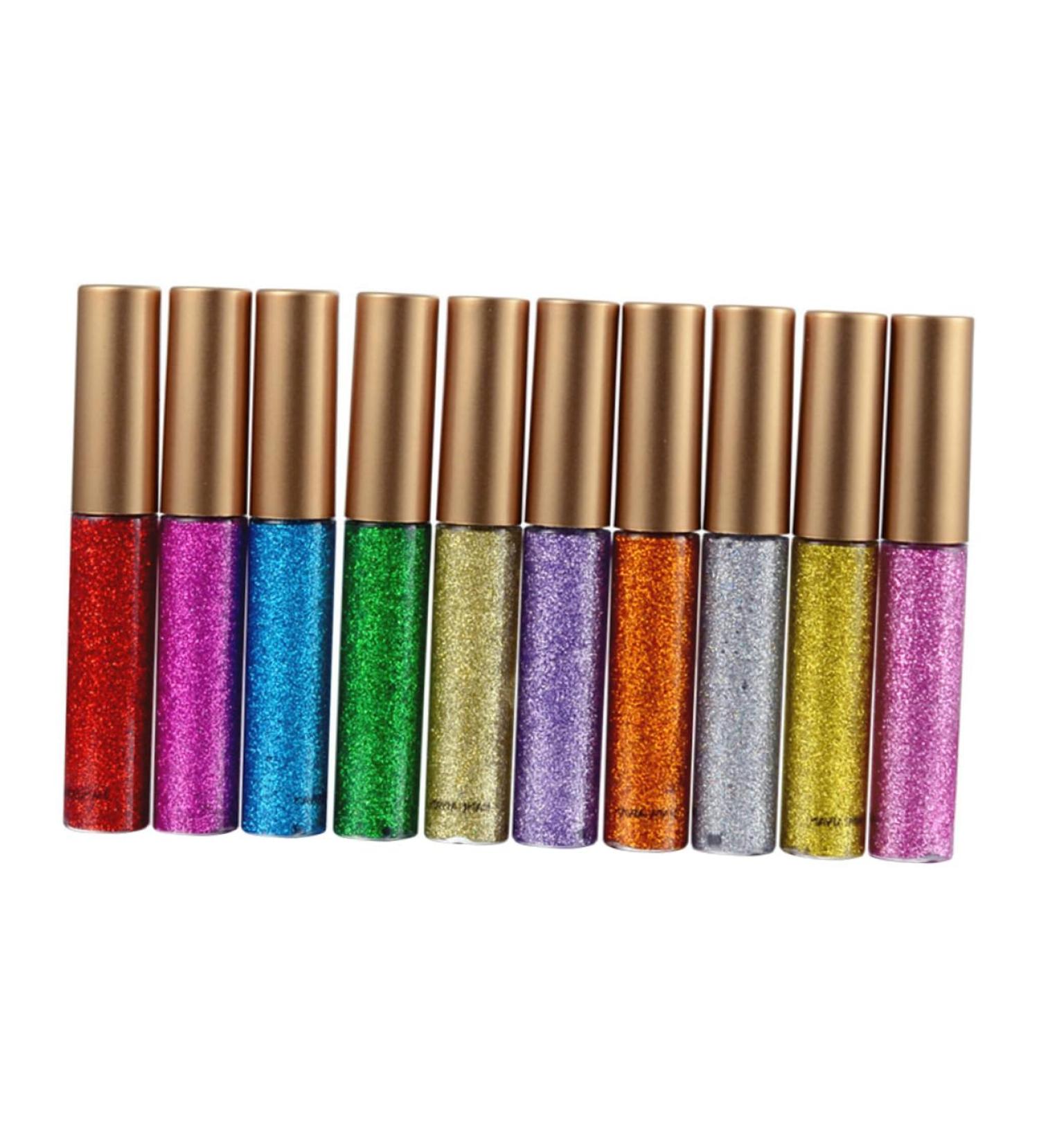 KALLORY 10pcs Liquid Eyeliner Glitter Eye Shadow Glitter Eyeliner Shiny Eyeshadow Liquid Eyeshadow Colorful - Buy Online on GoSupps.com