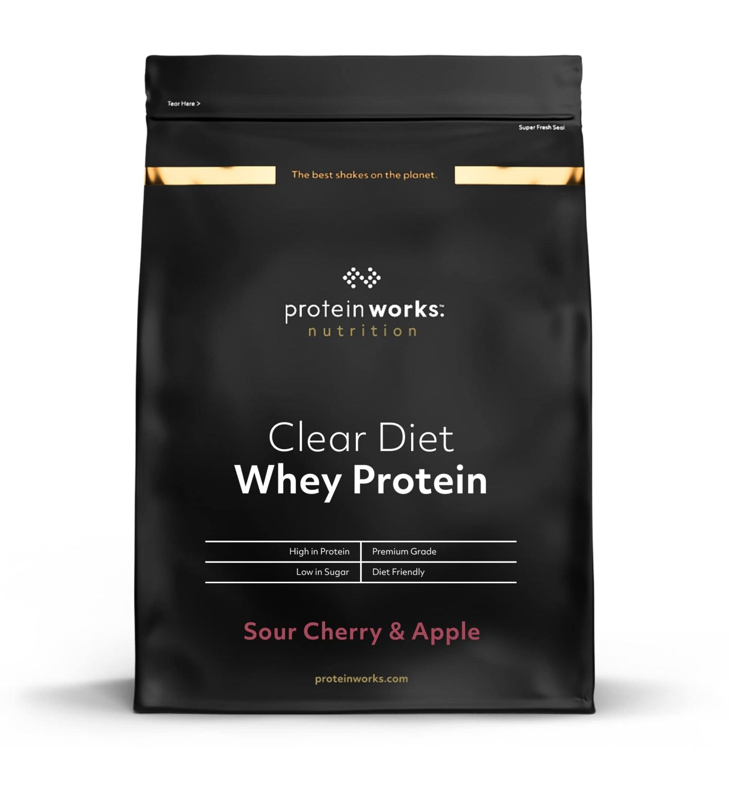 Protein Works Clear Diet Whey 500g - Sour Cherry & Apple Flavoured Protein Shake | Low-Calorie with Sweetener | International Shipping Available - Buy Online on GoSupps.com