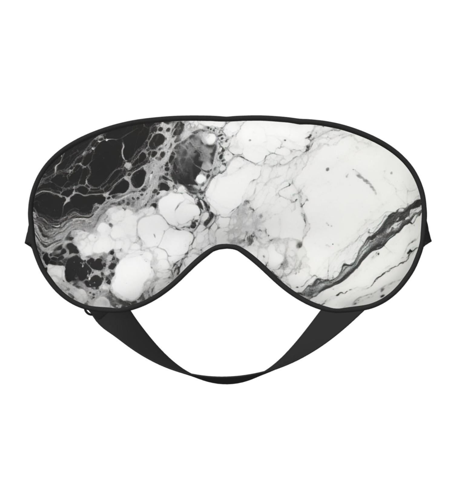 Black White Marble Print Double Sided Eye Mask - Ultimate Sleep Mask for Men & Women | Blackout Comfort for All Night Relaxation - Buy Online on GoSupps.com