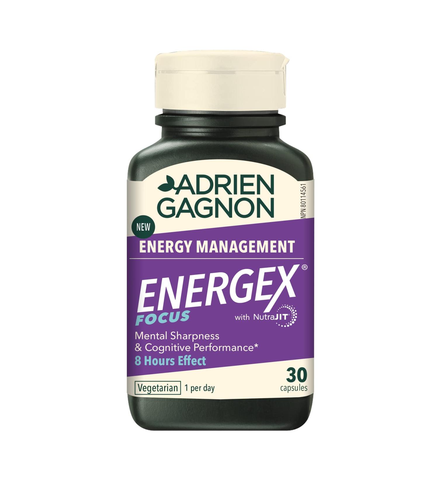 Adrien Gagnon - Energex Focus Mental Sharpness & Cognitive Performance for 8 Hours- L-Theanine & Caffeine - 30 Capsules - Buy Online on GoSupps.com