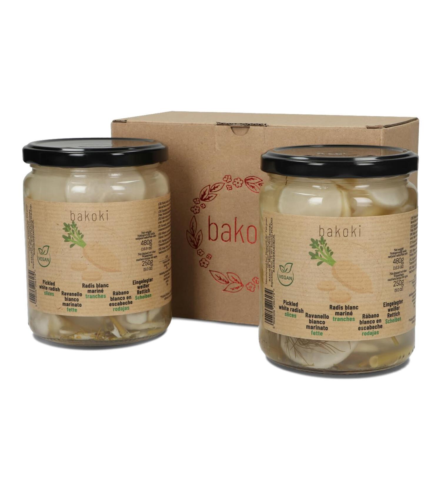 BAKOKI Premium pickled radish in slices 2 x 480g (pack of 2) Radish 480 g (pack of 2)