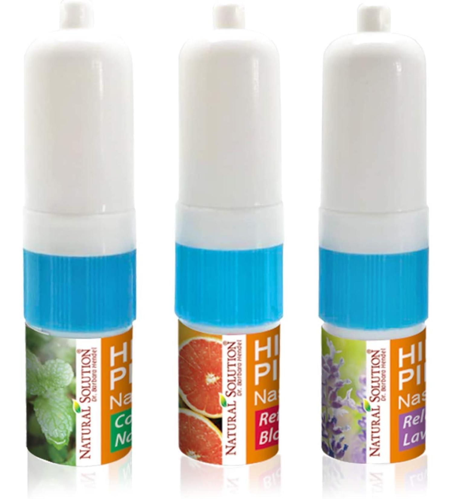 Natural Solution Himalayan Salt Inhaler, Aromatherapy with 3 Different Scents, Stuffy Nose Cleaner, Refreshing and Relaxing Sinus Relief, 0.068oz | Pack of 3 Mint, Blood Orange, Lavender - Buy Online on GoSupps.com