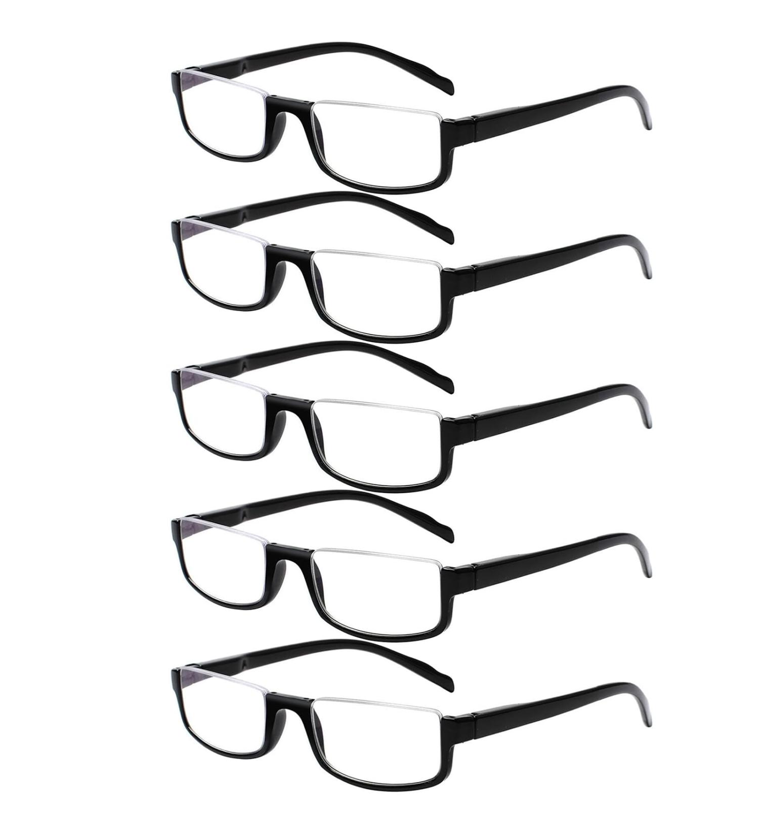 Kerecsen 5-Pack Half-Moon Reading Glasses for Women & Men - Black 2.0 Reader Frames with Spring Hinges | International Shipping Available - Buy Online on GoSupps.com