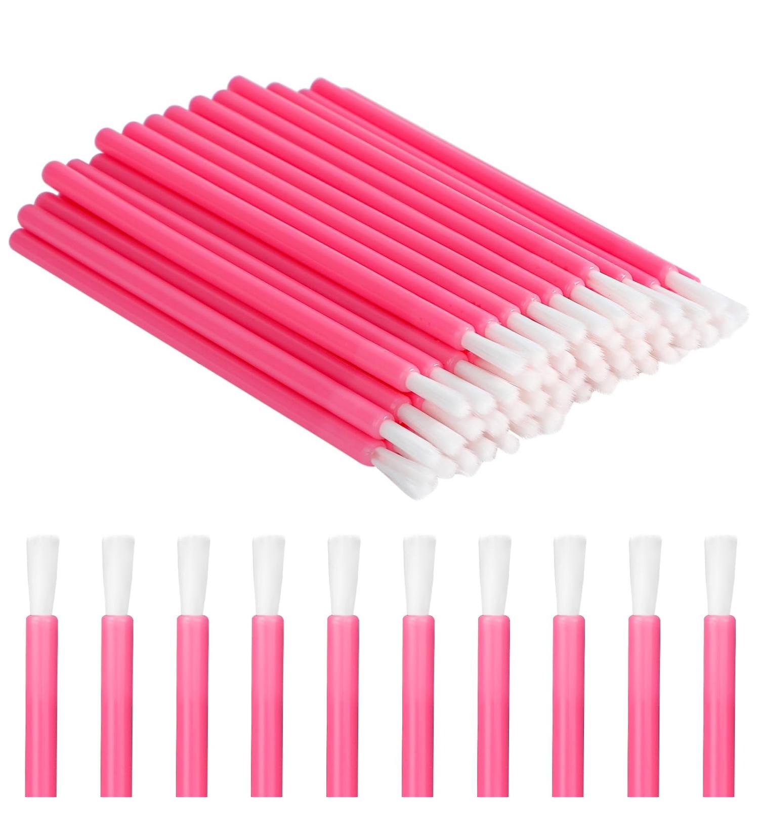 50 Pcs Pink Disposable Lip Brushes | Lipstick Applicator Wand & Nail Polish Brushes | Makeup Beauty Tool Kit for Women & Men - Buy Online on GoSupps.com