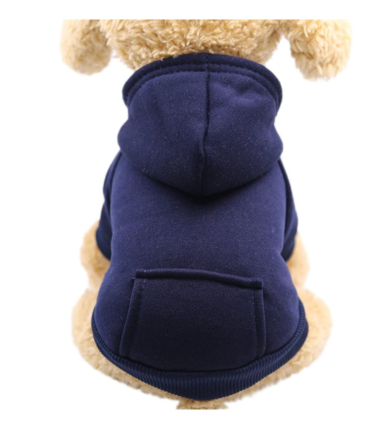 Dog Hoodie with Pocket - Navy Blue Sweater for Small, Medium, Large Dogs | Pet Winter Coat - Buy Online on GoSupps.com
