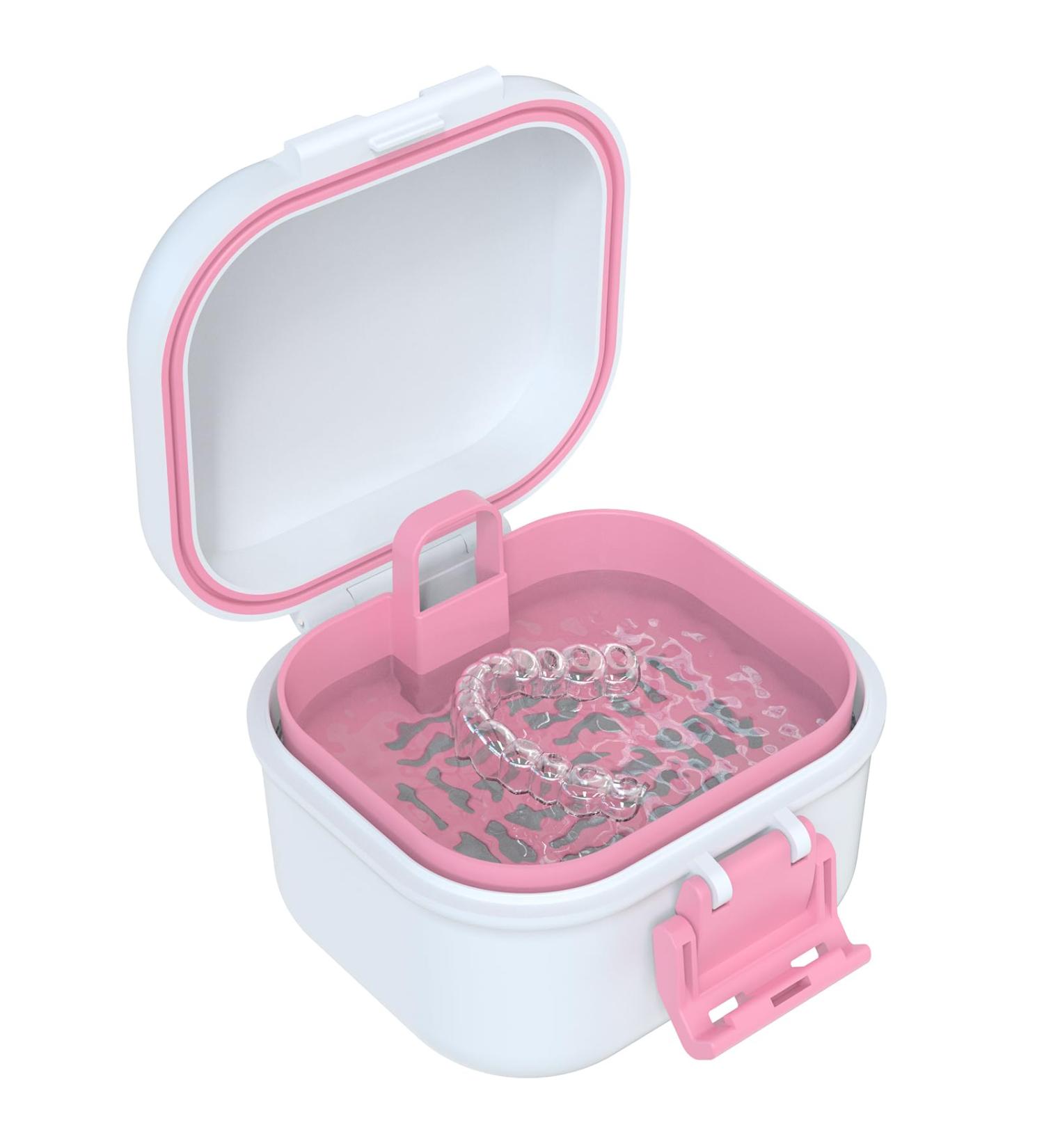 BVN Leak-Proof Prosthesis Box | Sustainable Denture Box with Sieve - Perfect for All Ages (Pink & White) - Buy Online on GoSupps.com