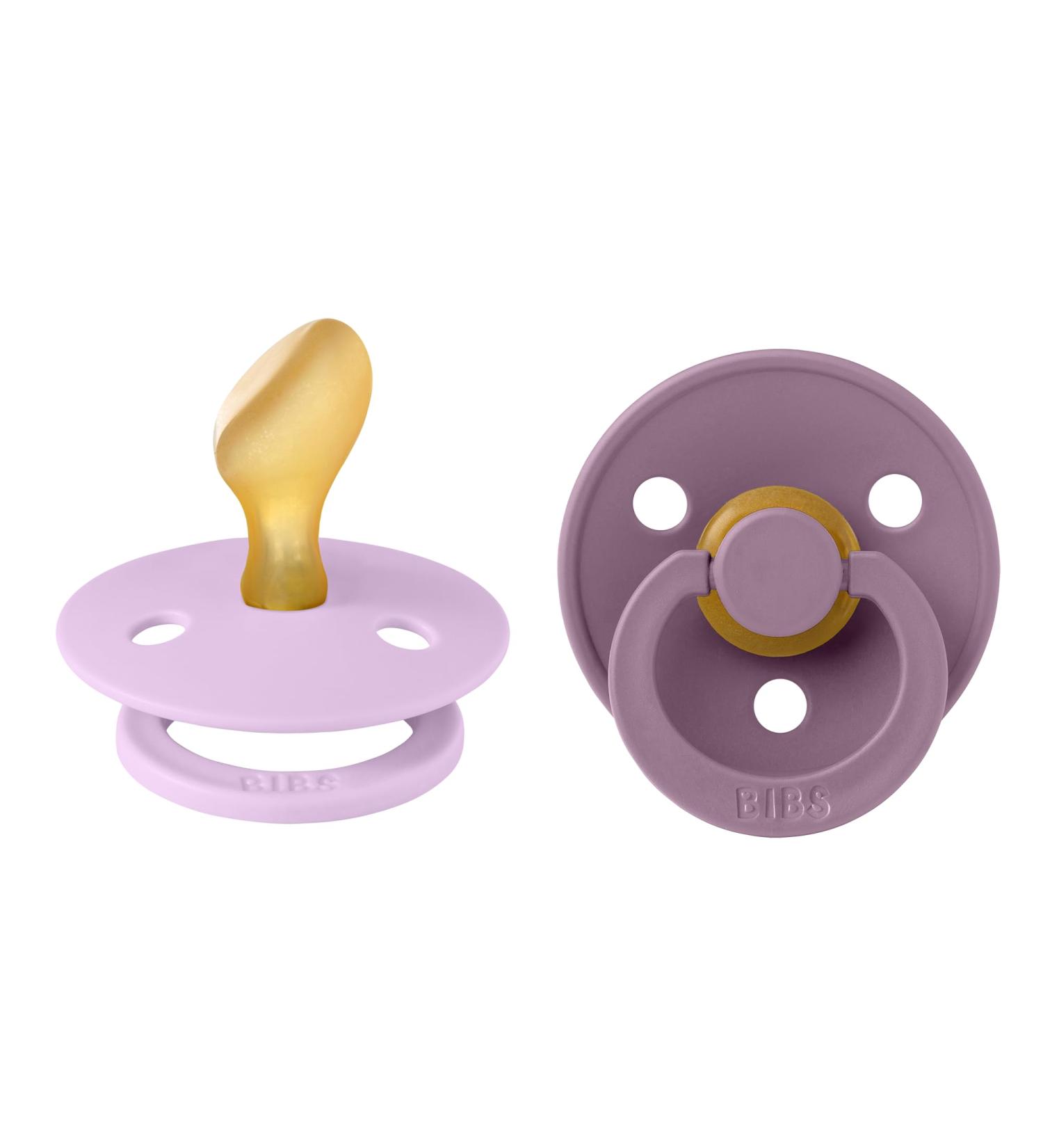 BIBS COLOUR Anatomical Dummy 2 Pack - BPA-Free Jaw-Friendly Natural Rubber/Silicone Made in Denmark | Violet Sky/Mauve (6-18 Months) - Buy Online on GoSupps.com