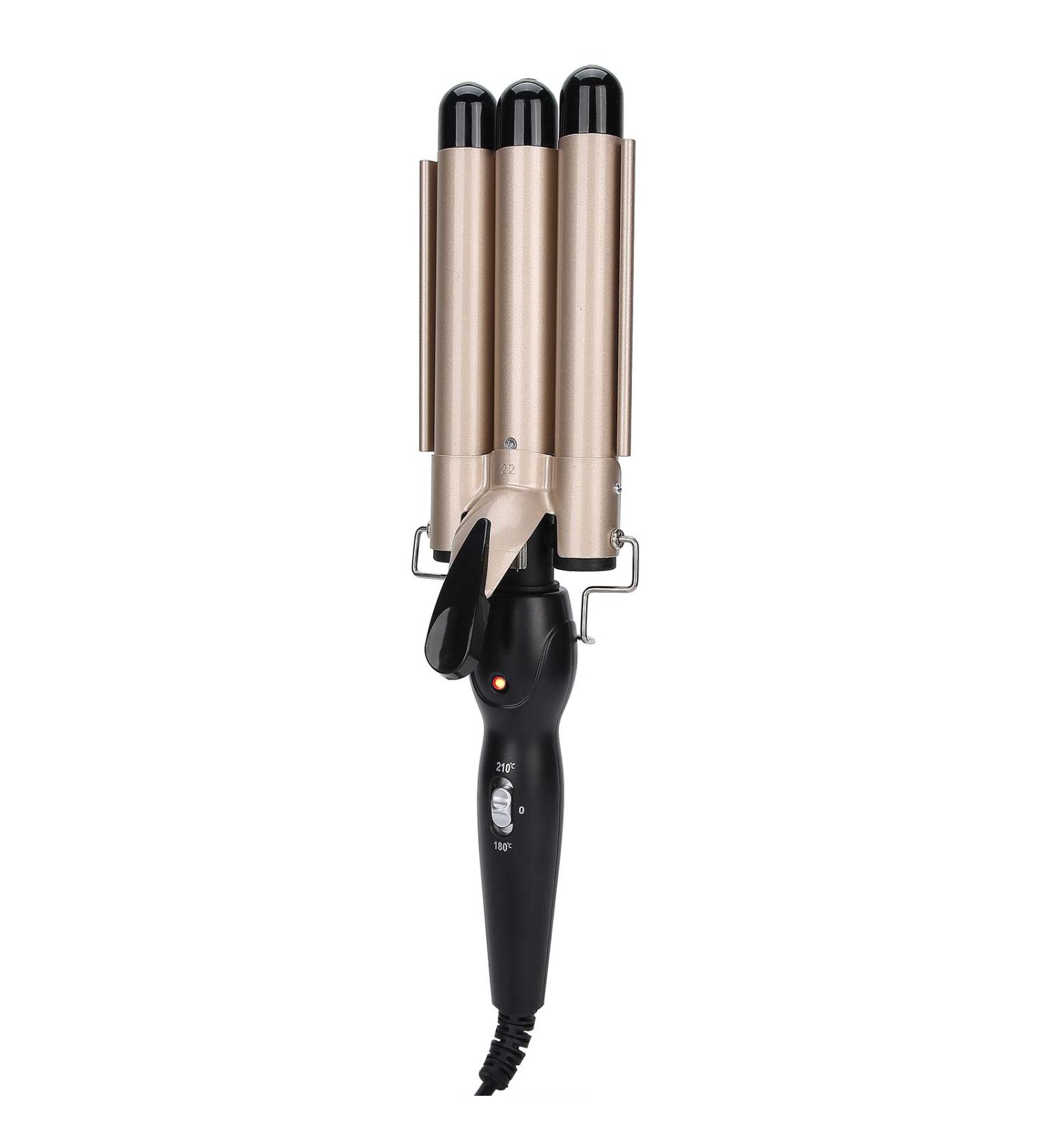 Buy 3 Barrel Curling Iron - Adjustable Temperature Ceramic Hair Waver for All Hair Types - Gold 22mm - Ideal for Home & Salons - International Shipping Available - Buy Online on GoSupps.com