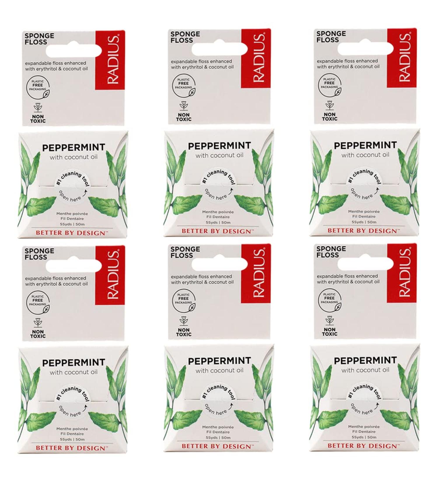 RADIUS Peppermint Dental Floss - Vegan Non-Toxic Oral Care 55 Yards Total Tooth & Gum Protection - 6 Pack | Shop Internationally - Buy Online on GoSupps.com