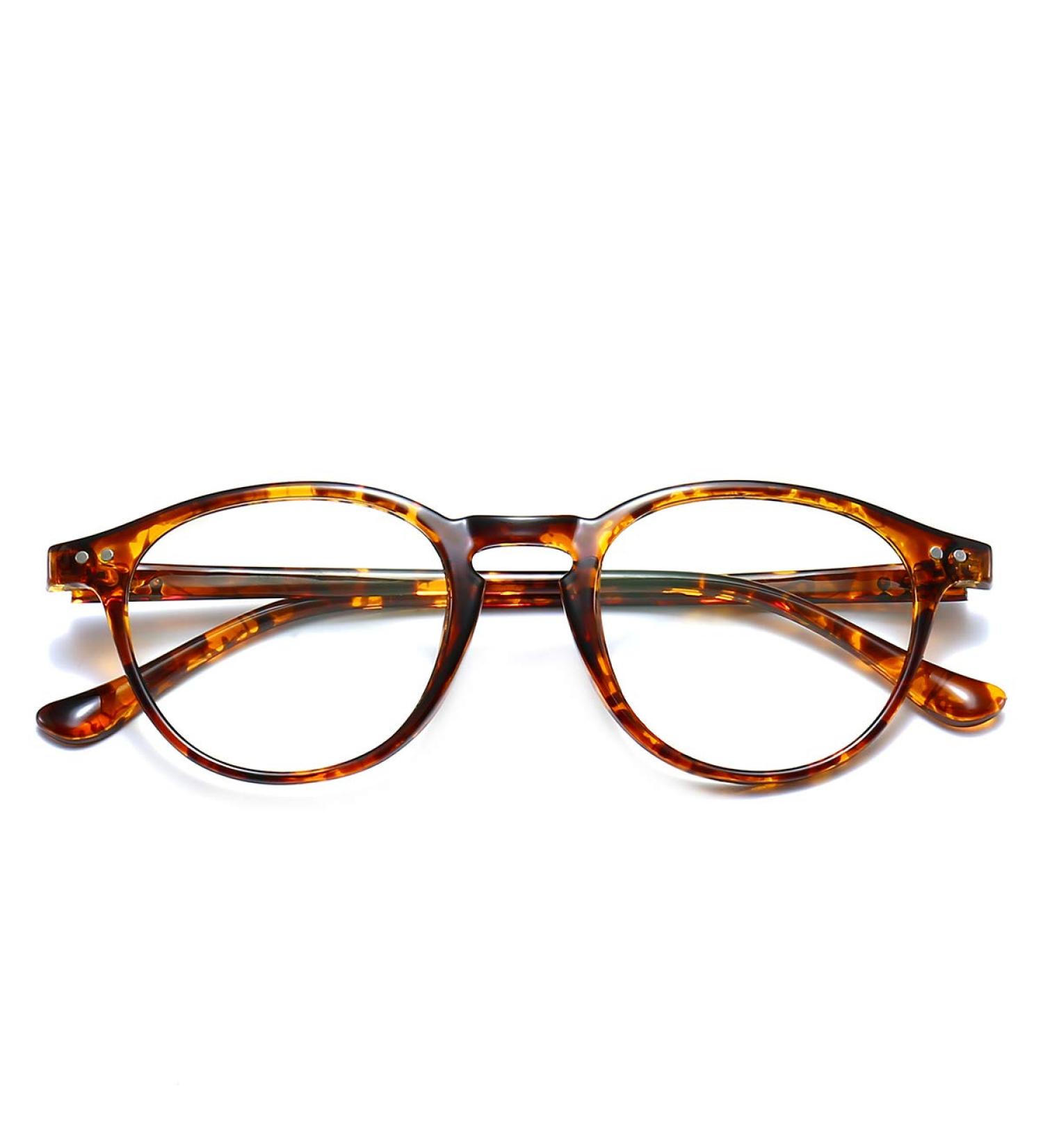 Classic Round Blue Light Filter Glasses for Men & Women - Anti-Blue Light Gaming Glasses in Black & Leopard Prescription-Free - Buy Online on GoSupps.com