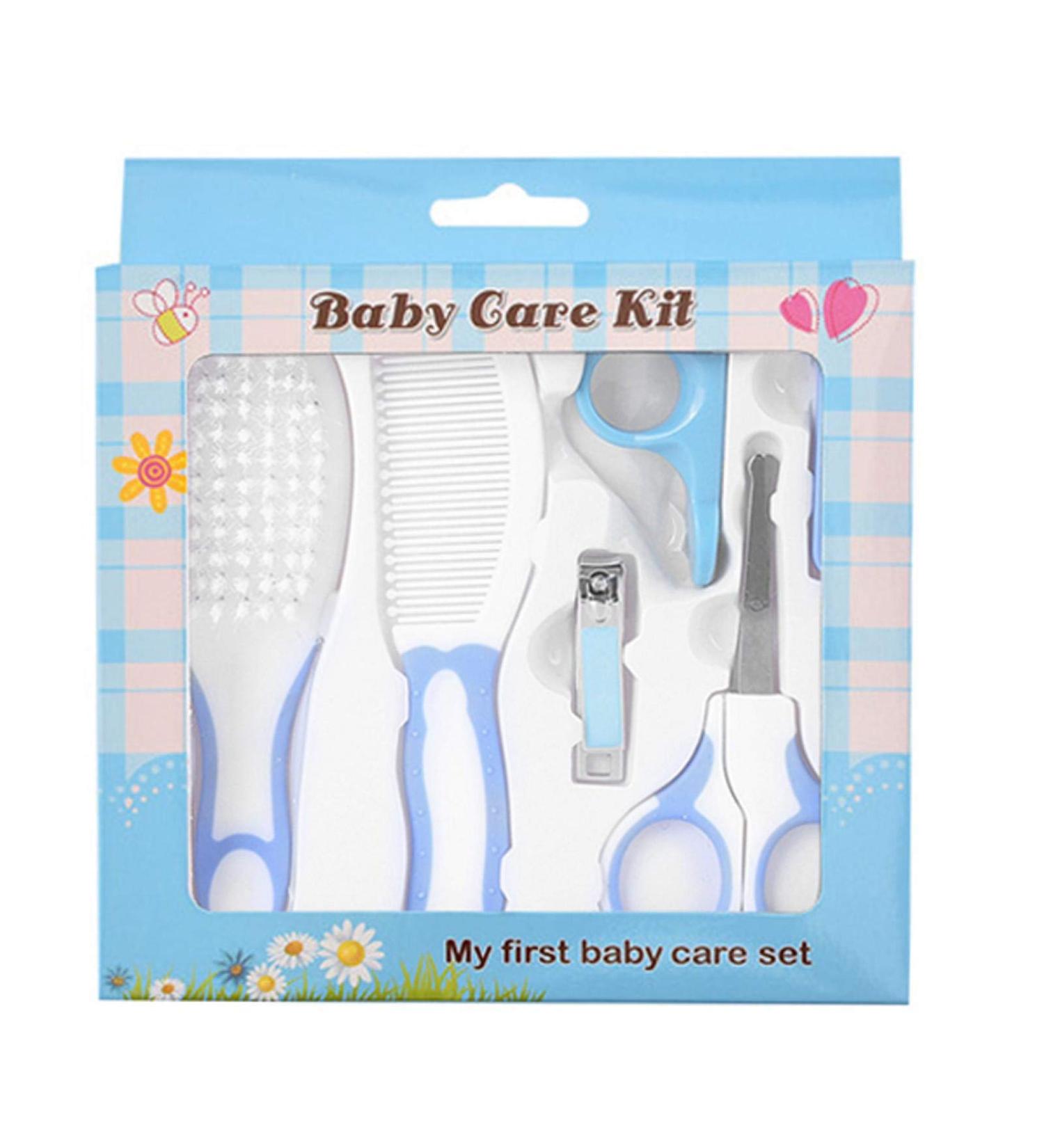 Portable Baby Grooming Kit for Nursery Newborns - Hair Brush, Nail Clipper, Nasal Aspirator & More - Blue - Buy Online on GoSupps.com