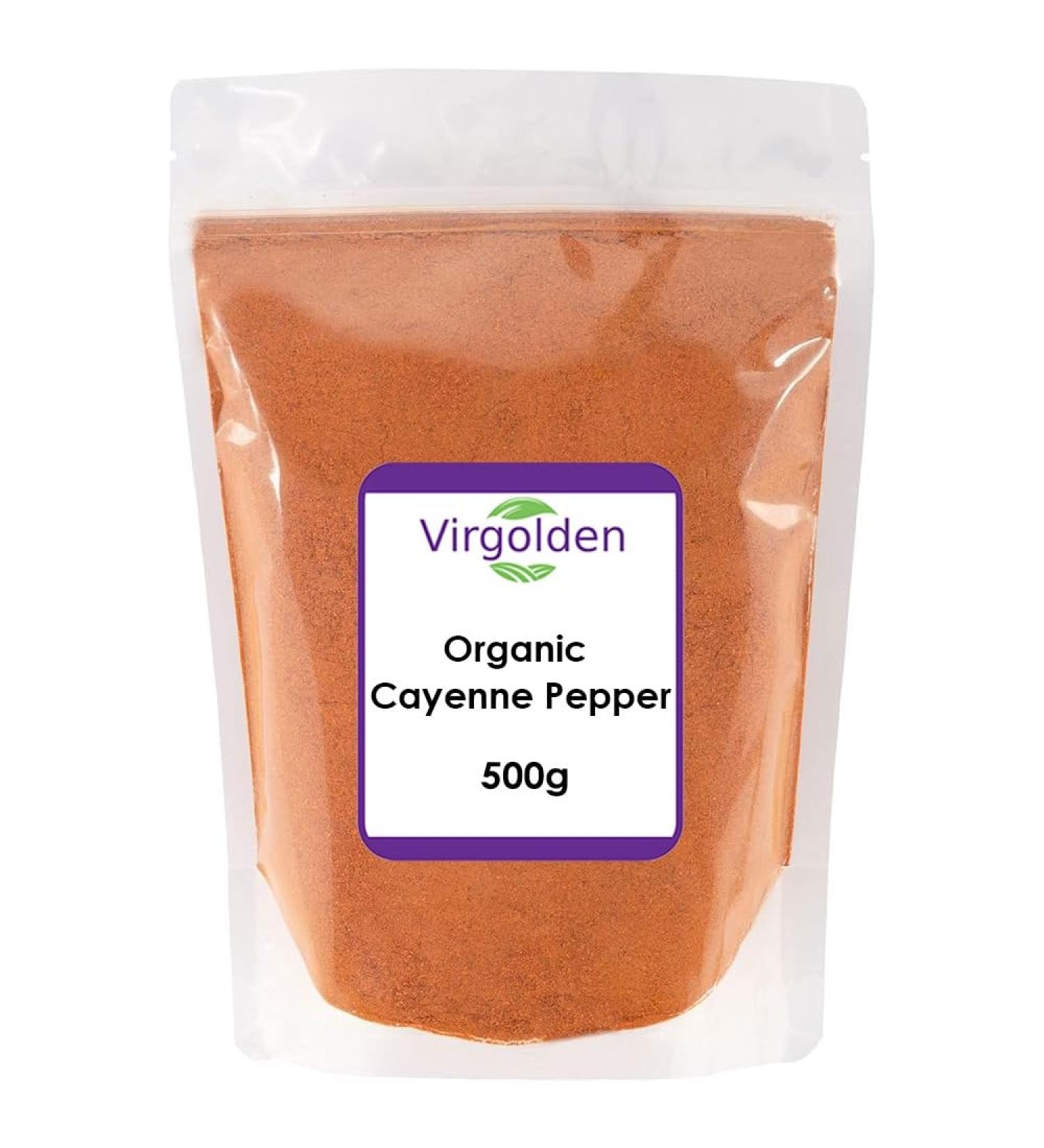 Virgolden Organic 500g Cayenne Pepper: Rich Smoky Aroma for Delicious Dishes - Buy Online on GoSupps.com