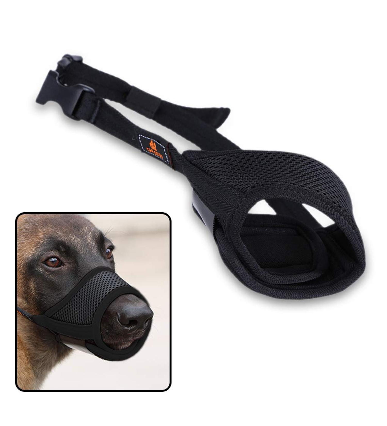 Buy Andiker Black Dog Muzzle - Adjustable Mesh Training Muzzle for Barking Biting & Chewing (Size L) | Best International Shipping - Buy Online on GoSupps.com