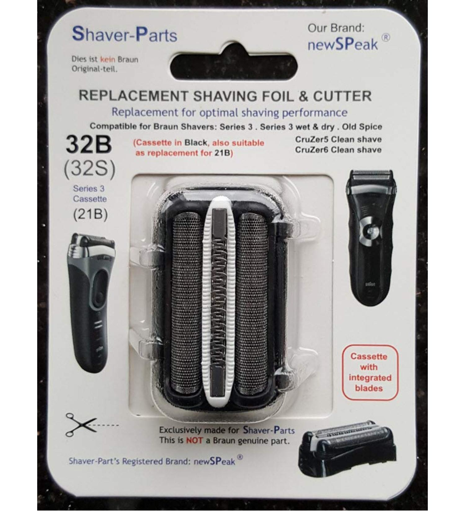Braun electric shaver 32B or 21B cassette alternative spare part/shaving part compatible with Series 3