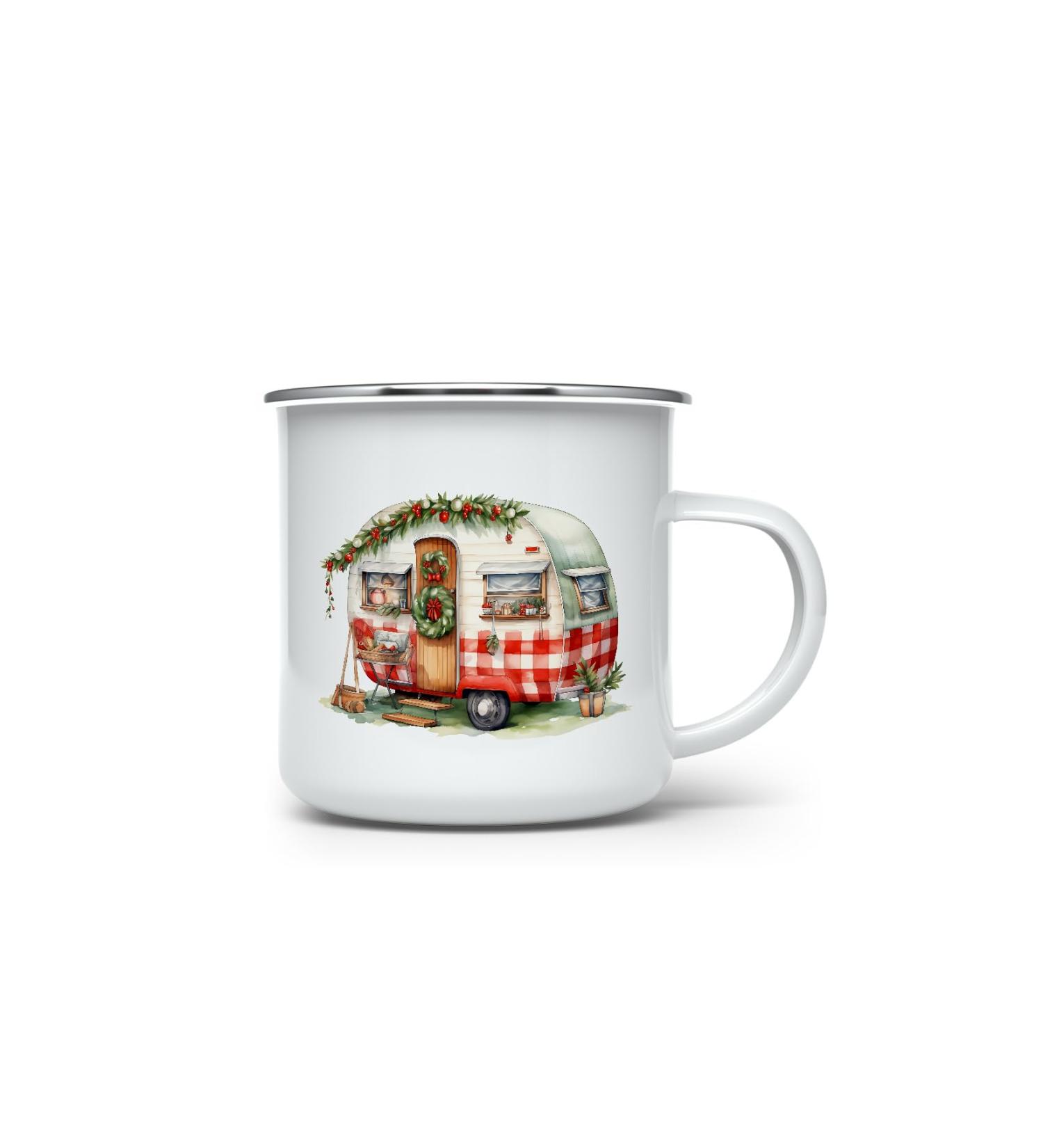 MAXIKIWI Durable enamel coffee or tea camping mug for indoor outdoor use Christmas Whimsical Caravan 350ml Christmas Whimsical Caravan 5 - Buy Online on GoSupps.com