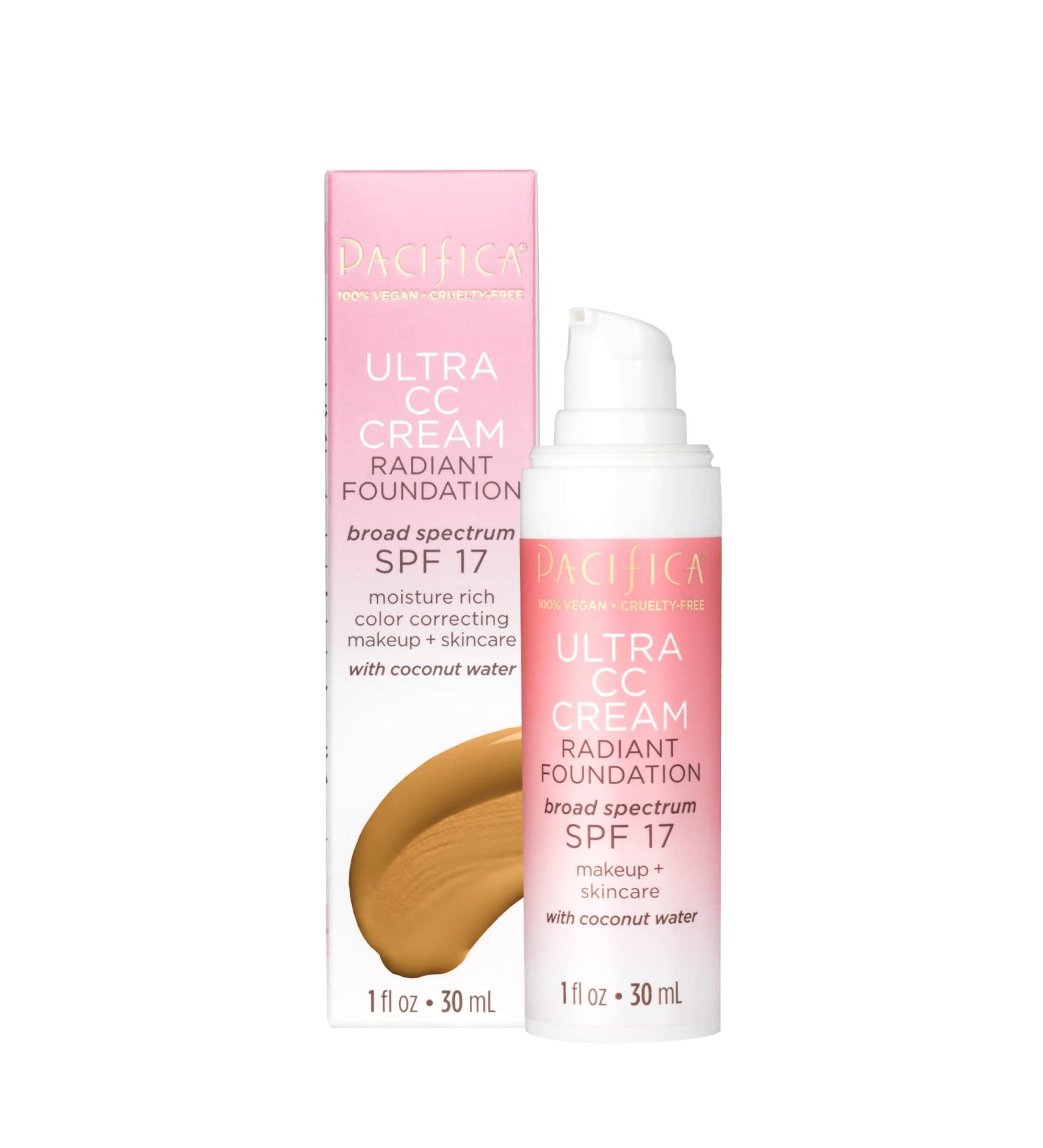 Pacifica Beauty Ultra CC Cream Radiant Foundation - WarmMedium SPF 17 | Vegan, Clean, Color Correcting Makeup - Buy Online on GoSupps.com