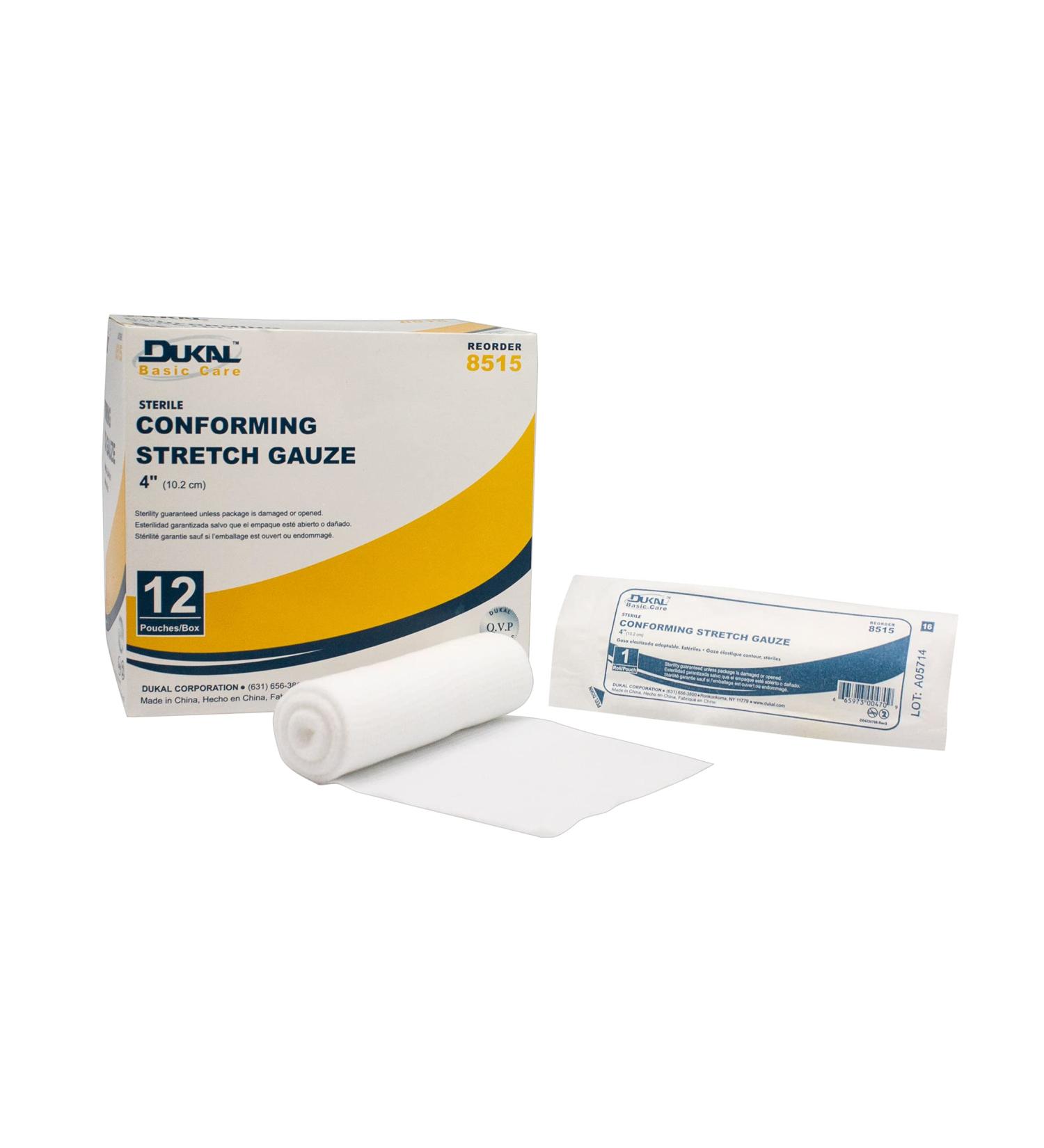 Dukal 8515 Basic Care Conforming Stretch Gauze Bandage 4" - Sterile High-Quality Medical Supplies for International Shipping - Buy Online on GoSupps.com