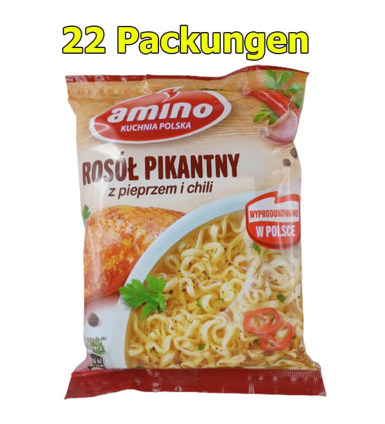 rumarkt Amino Pack of 22 Instant Polish Chicken and Chili Soups (22 x 58g)