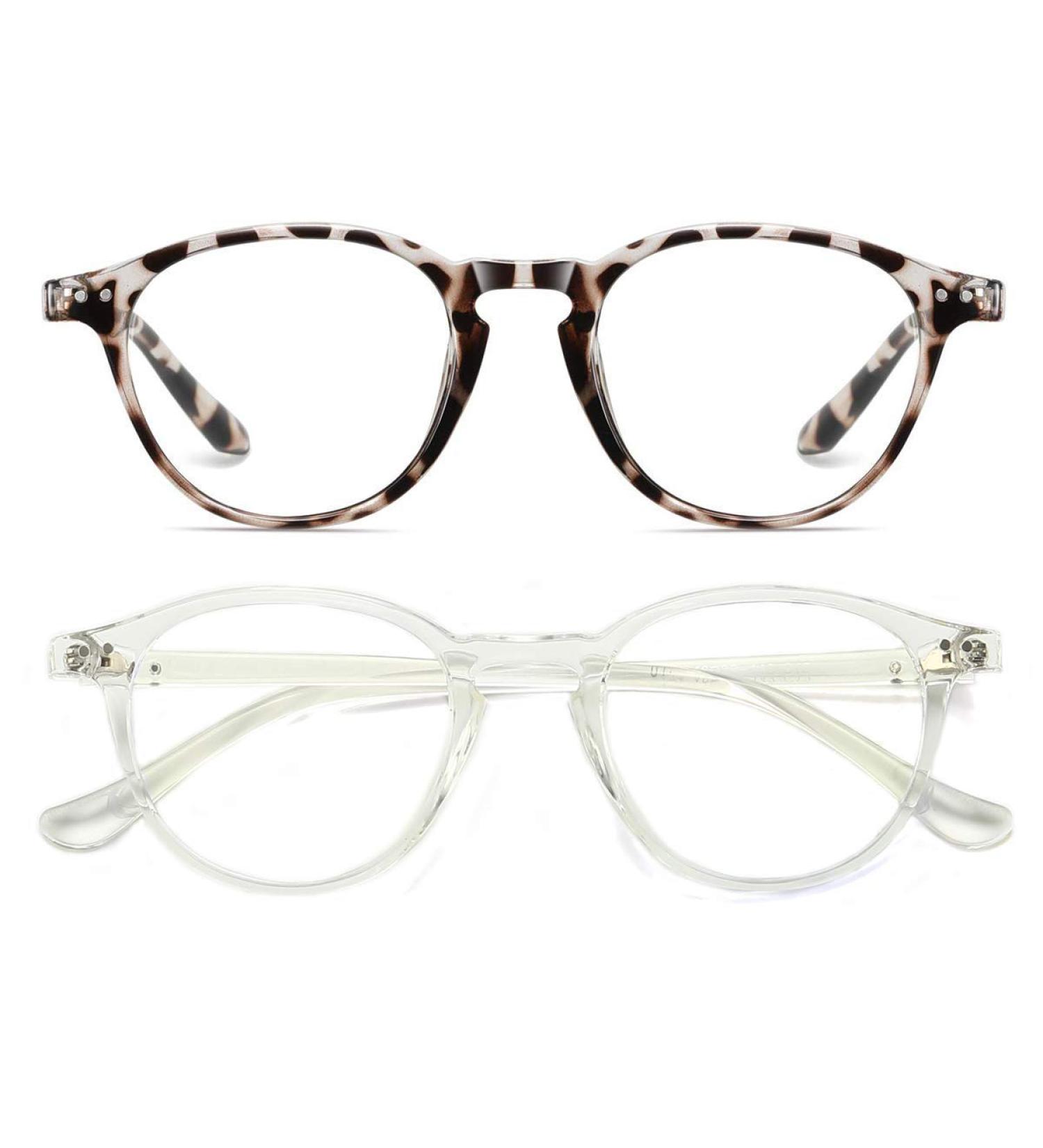 Buy Dollger Blue Light Filter Glasses - Prescription-Free Classic Round Frame Gaming Glasses for Men & Women - Anti-Blue Light in Black Transparent White & Leopard - Buy Online on GoSupps.com