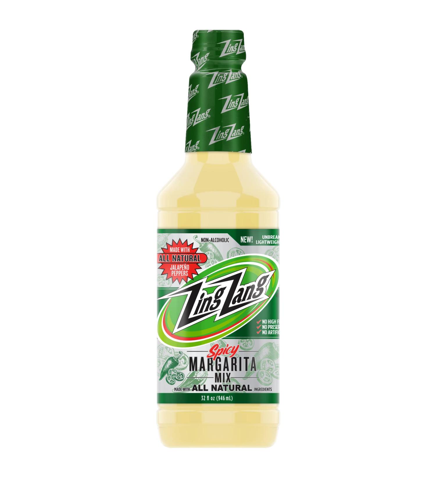 Zing Zang Spicy Margarita Mix 32 Fl Oz Bottle - All Natural 3 Fruit Juice Blend with Jalape os - Non-Alcoholic Cocktail Mixer - Buy Online on GoSupps.com