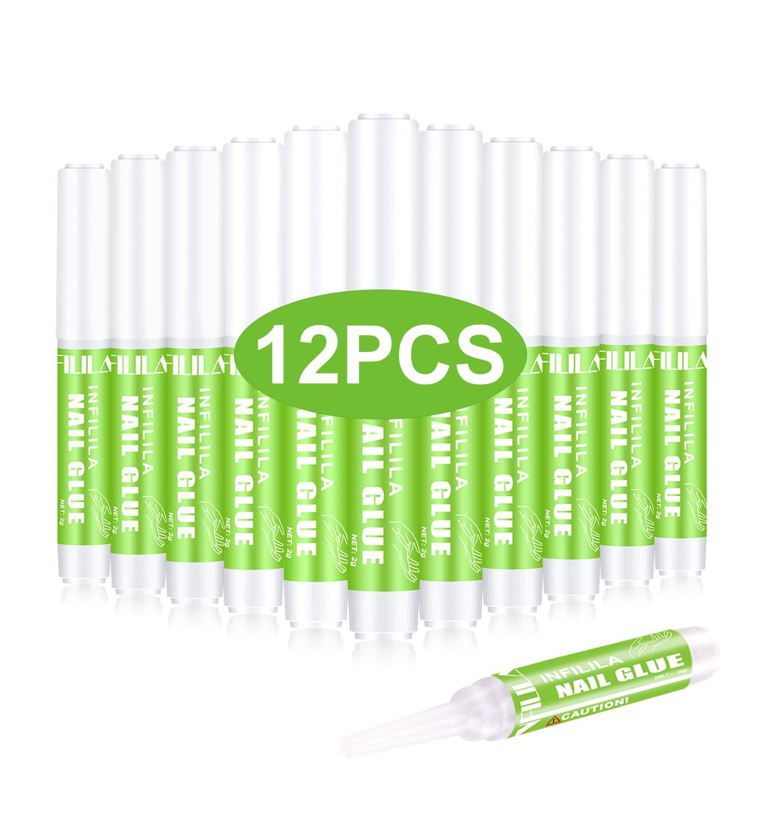 Infilila Professional Nail Glue for Acrylic Nails - Long Lasting & Strong Adhesive - 12PCS 0.07oz/Pcs - Buy Online on GoSupps.com