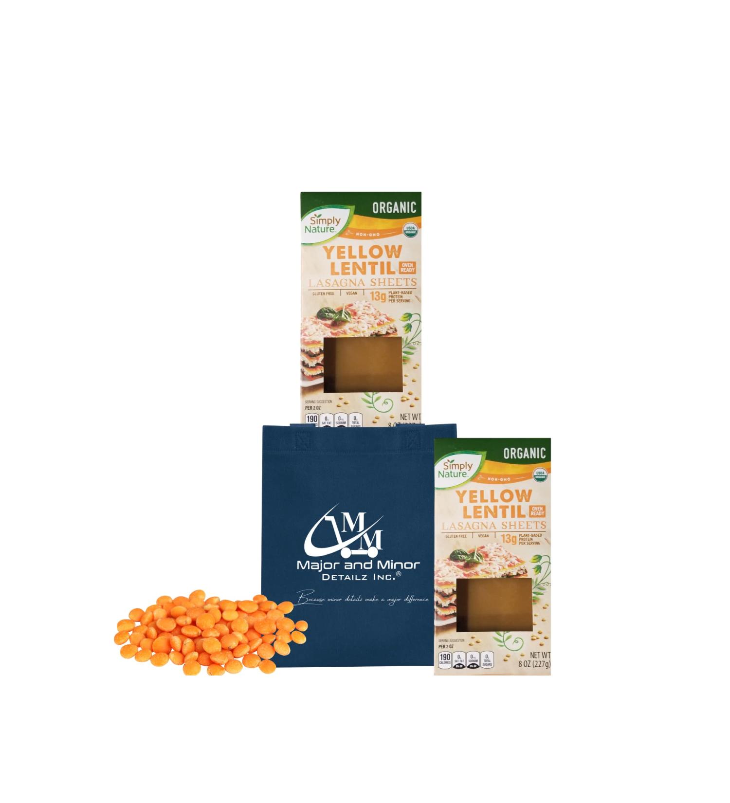 Simply Nature Yellow Lentil Lasagna Sheets Bundle Set - Vegan Organic Plant-Based Pasta, Non GMO Gluten Free, with Reusable Tote - Buy Online on GoSupps.com