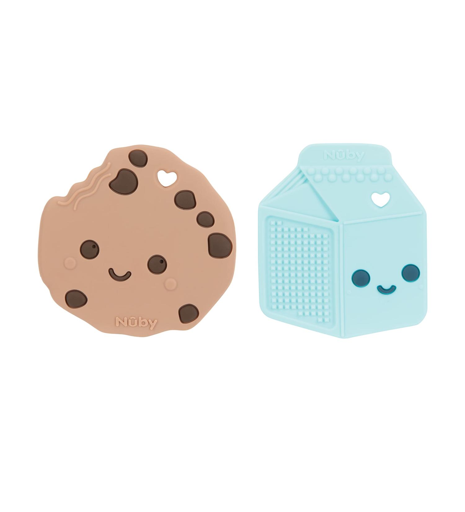 Nuby All Silicone Chocolate Chip Cookie & Milk Carton Teether 2 Pack for Babies 3+ Months - 2PK - Buy Online on GoSupps.com