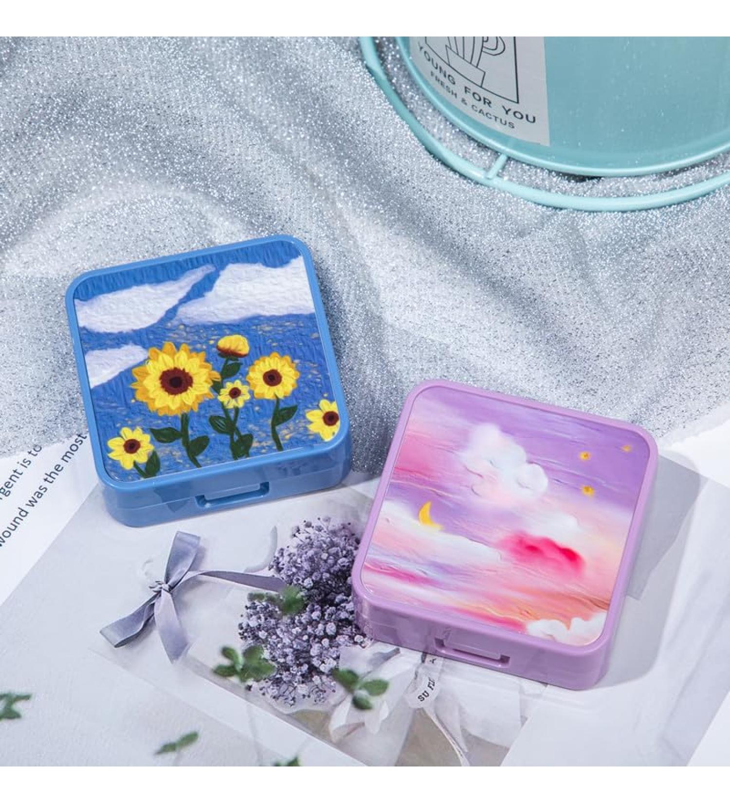 Fashionable Travel Set - CLOXKS Contact Lens Etui Mini Pocket Container & Mirror - Random Color 1pcs - Buy Online on GoSupps.com