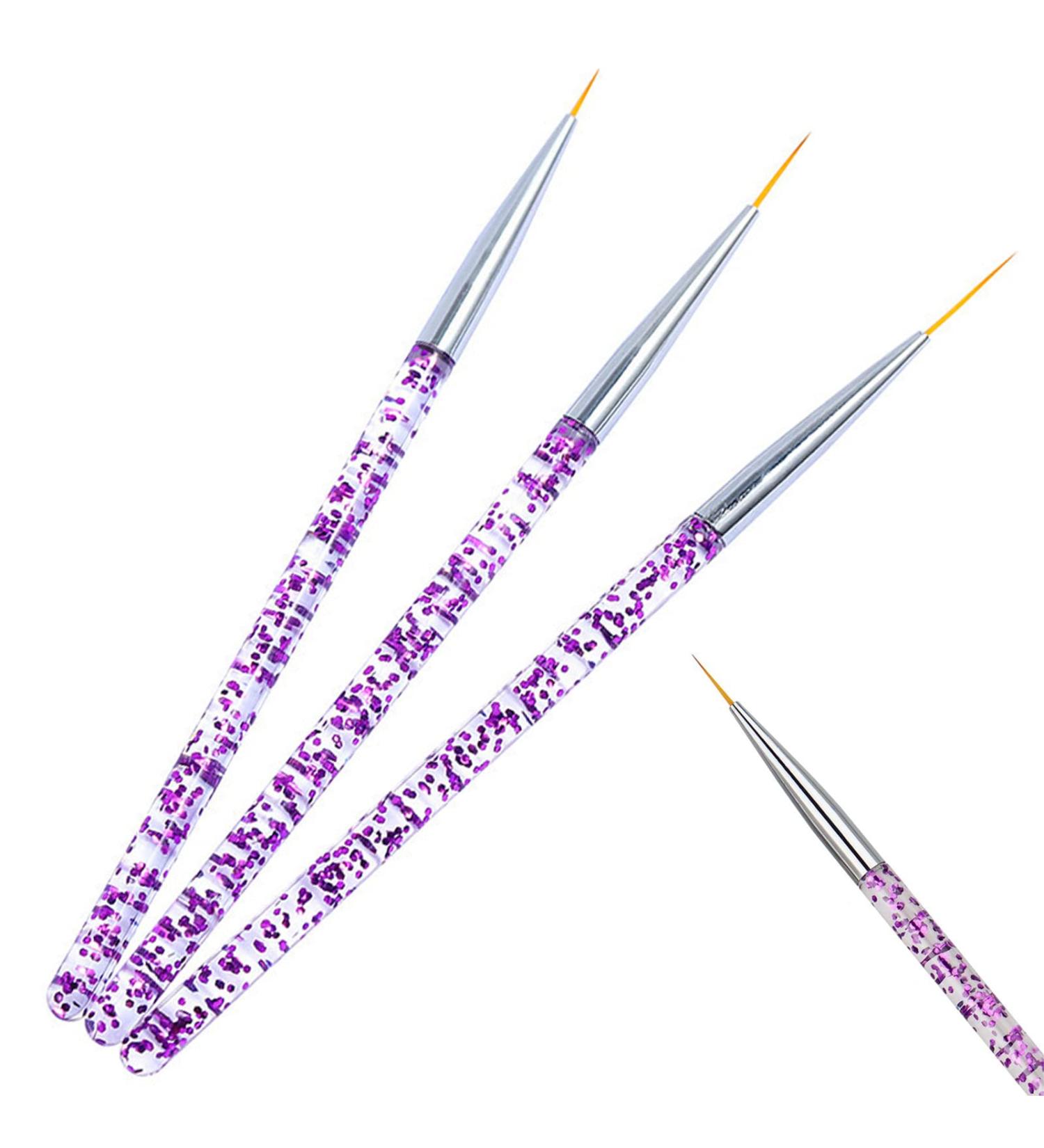 Peutpy 3-Piece Nail Art Liner Brush Set - Professional Acrylic & UV Gel Detailing Tools for Manicure & Nail Salon Accessories - Buy Online on GoSupps.com