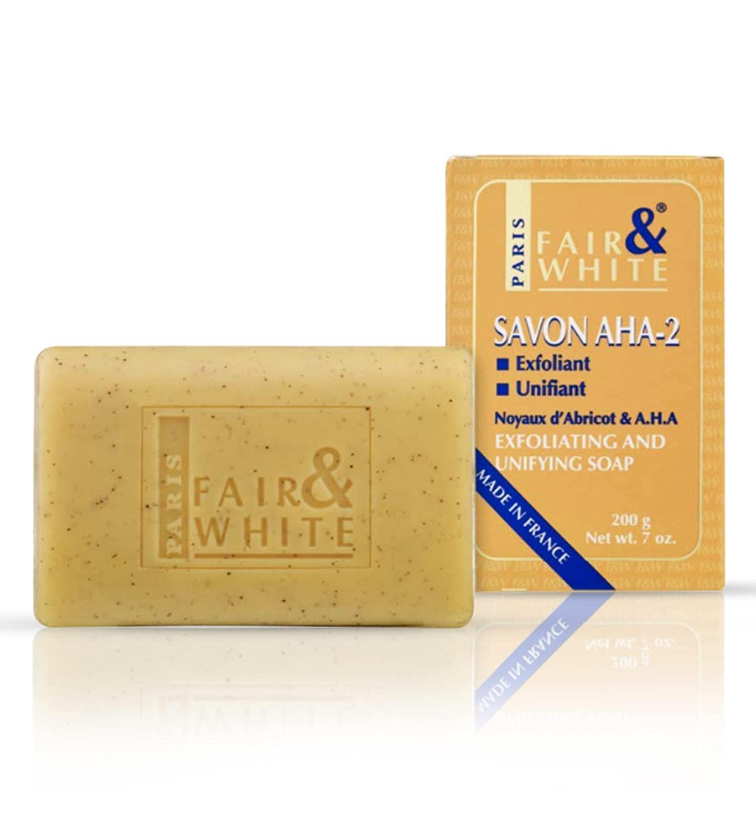 Fair & White AHA Exfoliating Soap 200g - Gentle Exfoliation for Brighter Skin - Buy Online on GoSupps.com