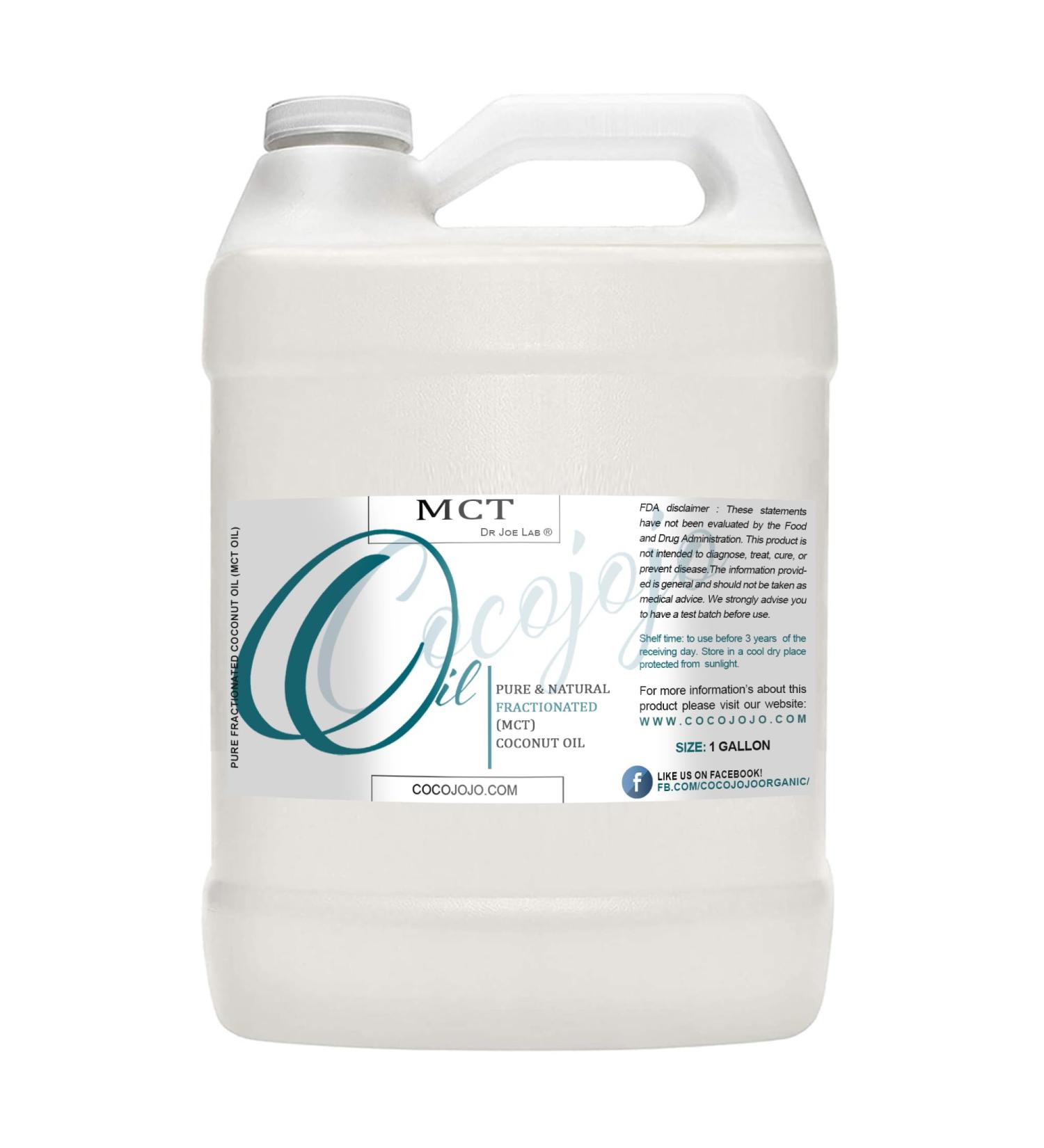 Dr Joe Lab MCT Oil 1 Gallon - 100% Pure Fractionated Coconut Vegan Medium Chain Triglycerides for Skin Hair Nails & Body - Grade A Quality Carrier Oil - Buy Online on GoSupps.com
