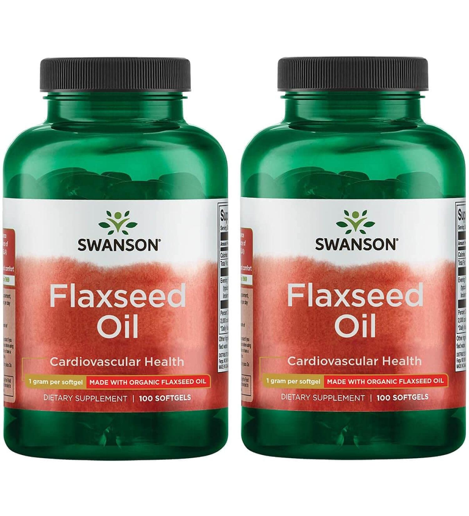 Swanson Flaxseed Oil 1000mg (Omegatru) 100 Softgels - Pack of 2 | Pure Source of Omega-3 Fatty Acids - Buy Online on GoSupps.com