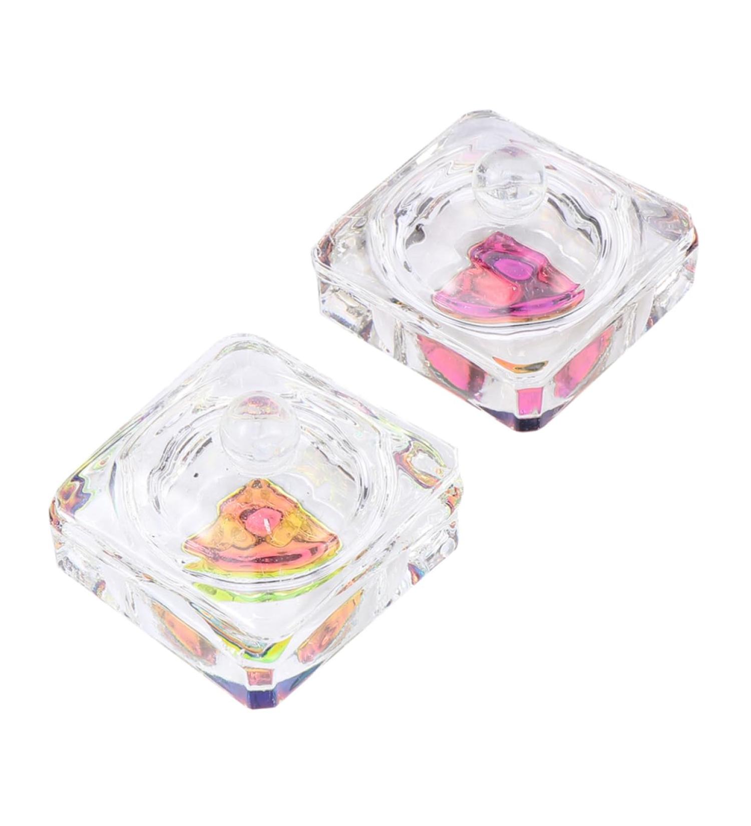 2pcs nail glass crystal cup Glass Nail Cup Transparent Glass Dappen Dish containers with lids monomer acrylic nail liquid dish Liquid Styling nails glass jar manicure 4X4cm Transparent Color 2 - Buy Online on GoSupps.com