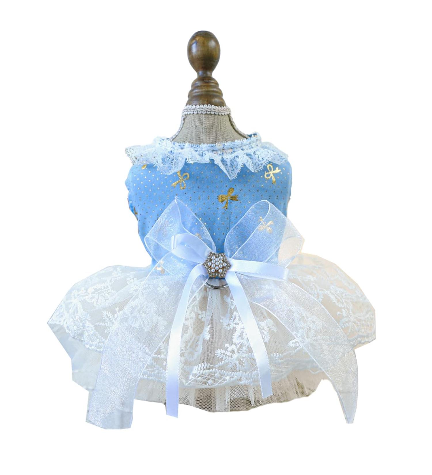 BT Bear Small Dog Clear Tutu Princess Dress - Light Blue XS for Puppies & Cats - Perfect for Weddings & Special Occasions - Buy Online on GoSupps.com
