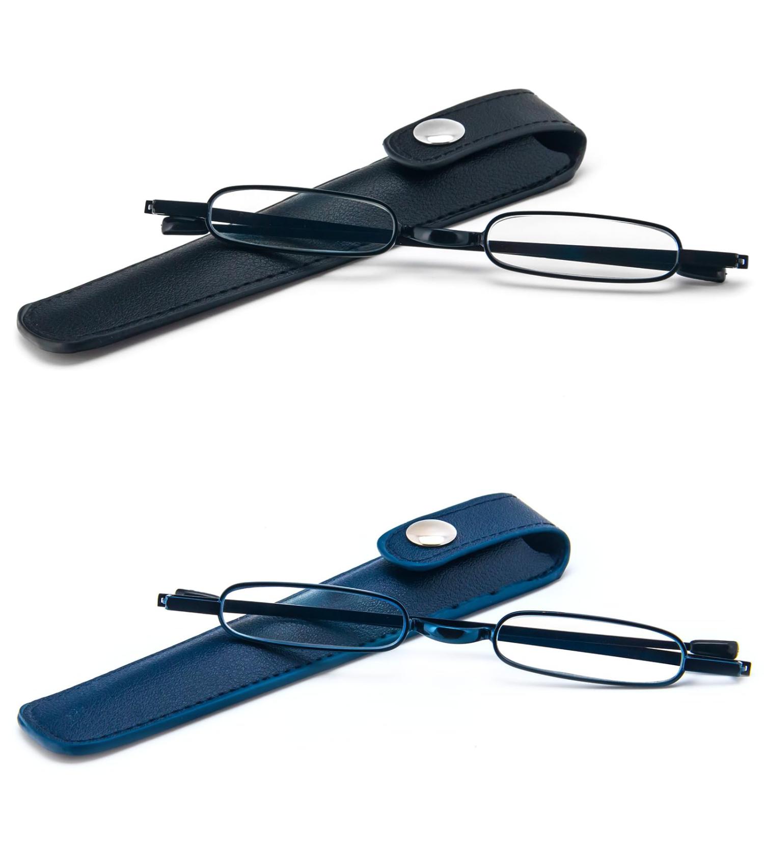 Buy Kokobin 2-Pack Mini Reading Glasses - Ultra-Light Spring Hinge Metal Reading Aid for Men & Women - 1 Diopter with Glasses Holster - Buy Online on GoSupps.com