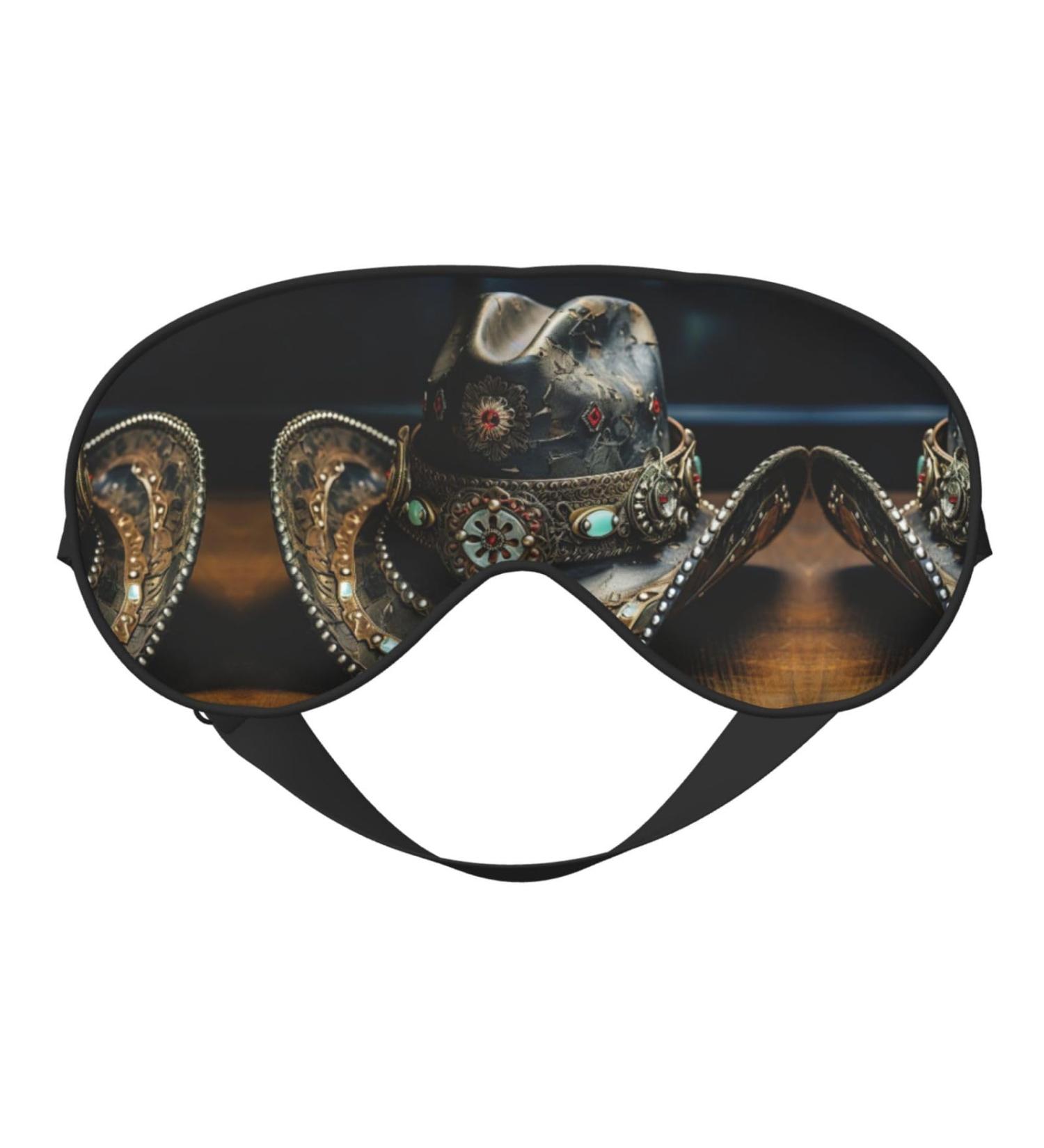 American West Rodeo Hat Eye Mask | Soft Double-Sided Sleep Blindfold with Adjustable Strap - Block Out Light in Black - Buy Online on GoSupps.com