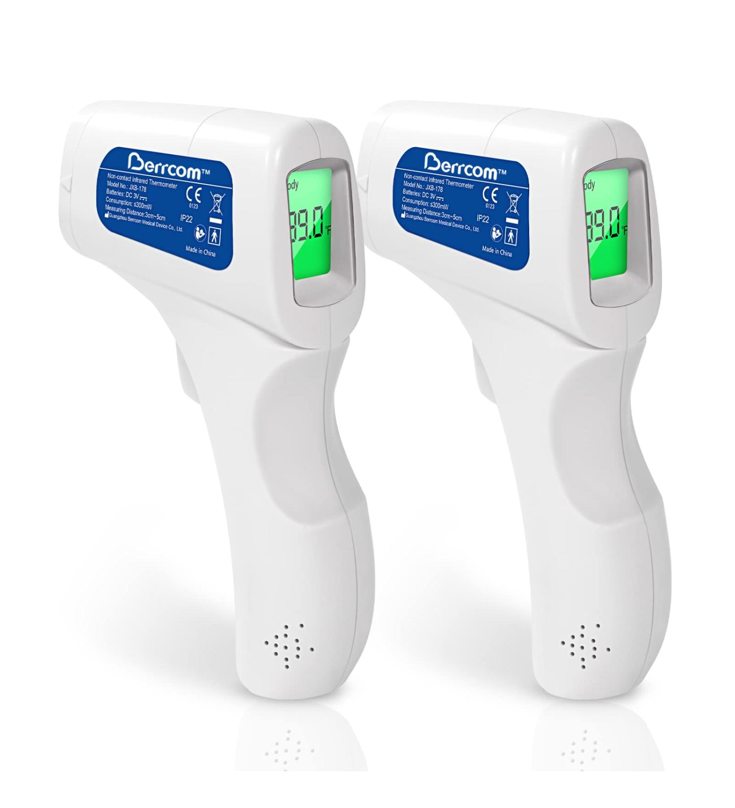 2 Pack Berrcom No Touch Forehead Thermometer NA Distributed and Packaged by Easy Home - Thermometer for Digital Body Temperature Measurement for Adult and Kid - Buy Online on GoSupps.com