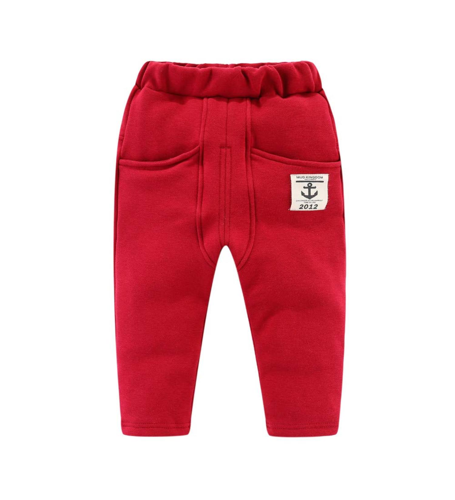 Mud Kingdom Little Boys Fleece Pants 7-8 Years Anchor Red - Warm Winter Tight Fit - Buy Online on GoSupps.com