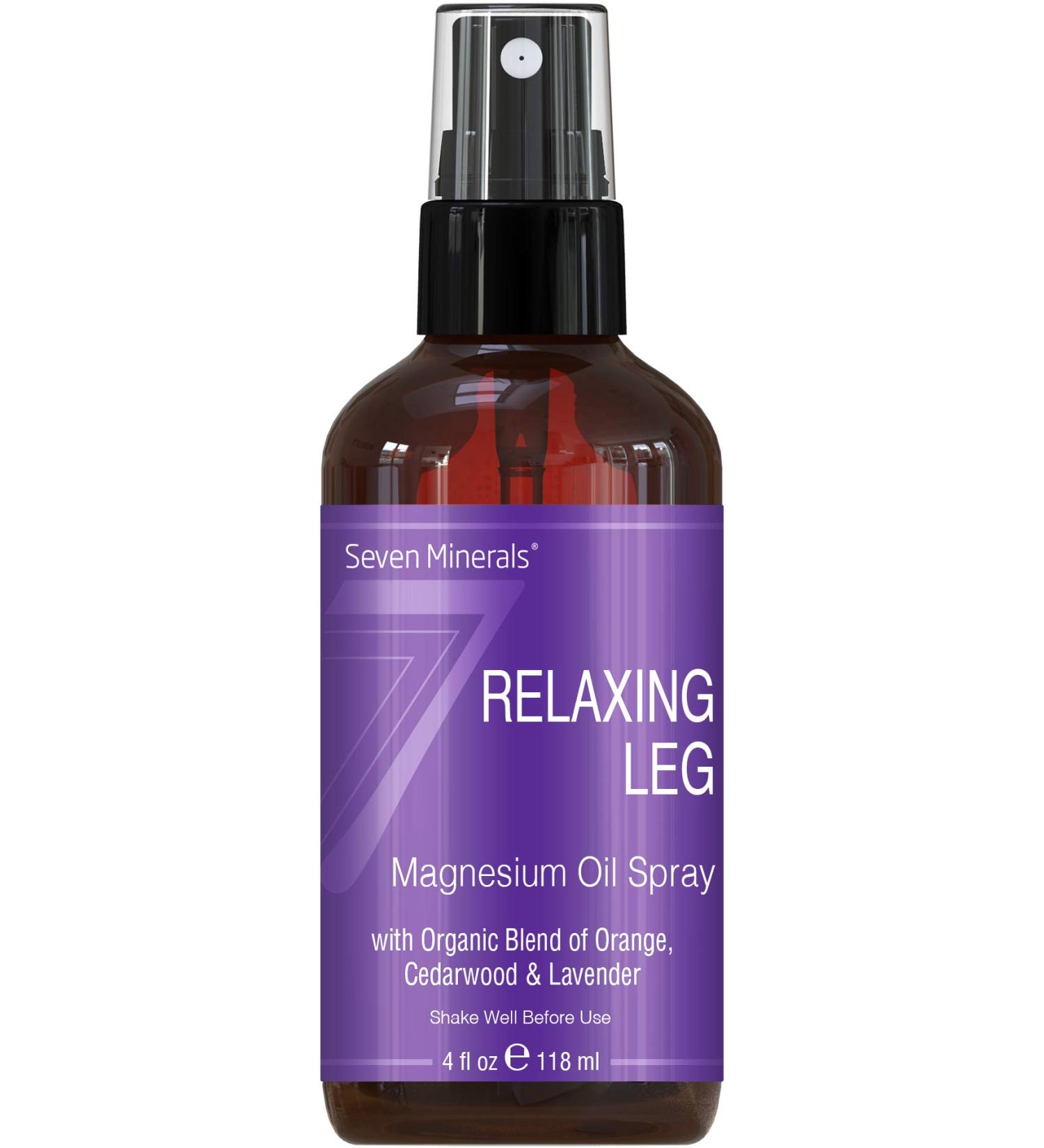 Seven Minerals Relaxing Leg Magnesium Spray - Organic Essential Oil Blend for Natural Leg Calmness - 4 fl oz - Buy Online on GoSupps.com