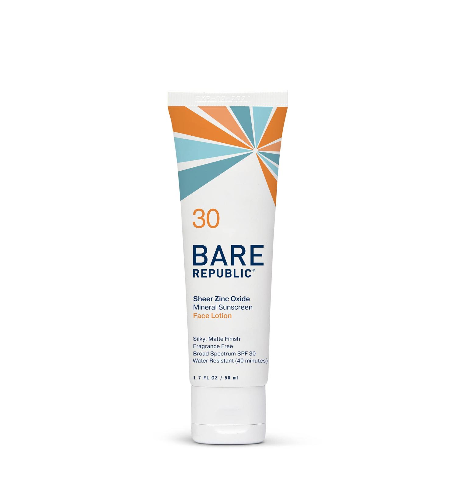Bare Republic Mineral Matte Sunscreen SPF 30 Face Lotion - Sheer & Light Finish - 1.7 Fl Oz - Buy Online on GoSupps.com