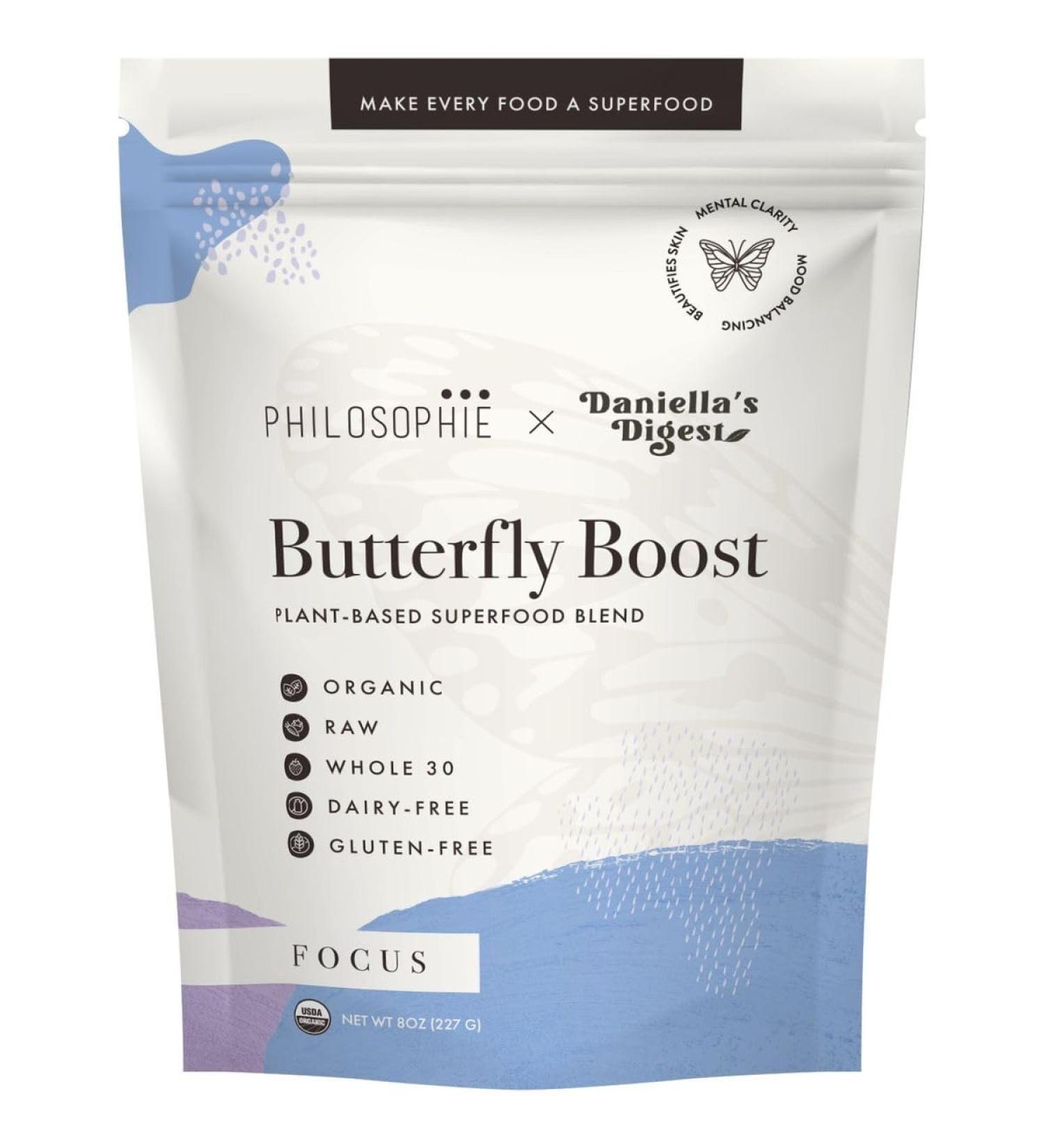 Philosophie Butterfly Boost Superfood Blend - Plant-Based Adaptogen with Butterfly Pea Flower Ashwagandha & Maca Root for Enhanced Brain Function Energy & Digestion - Shop Internationally - Buy Online on GoSupps.com