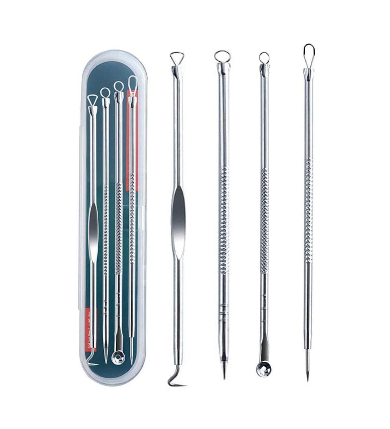 Blackhead & Pimple Removal Tool Kit - 4 Pcs Stainless Steel Set for Nose & Face - Buy Online on GoSupps.com