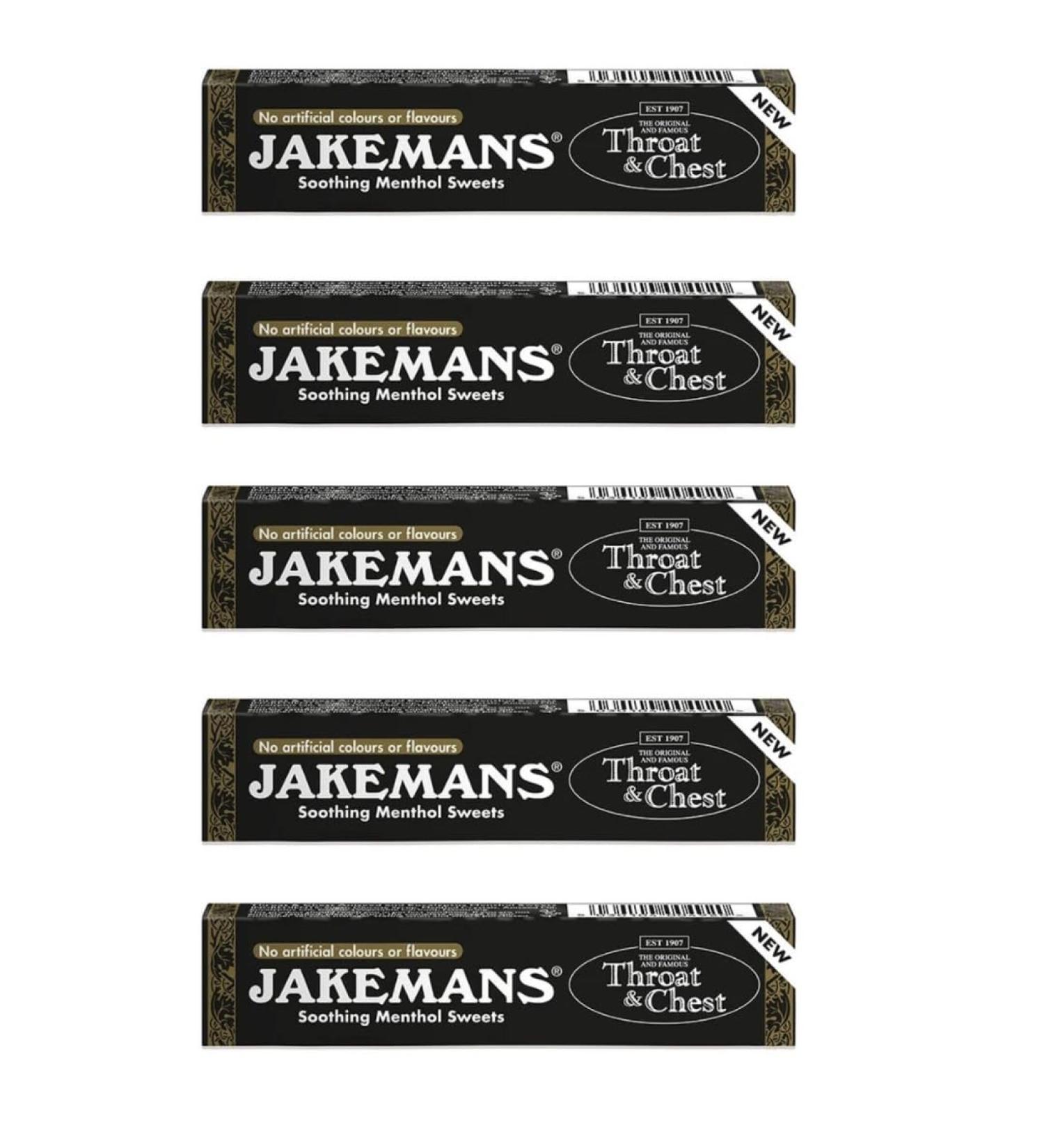 Jakemans Throat & Chest Soothing Menthol Sweets Lozenges - Pack of 5 x 41g Bars - Buy Online on GoSupps.com